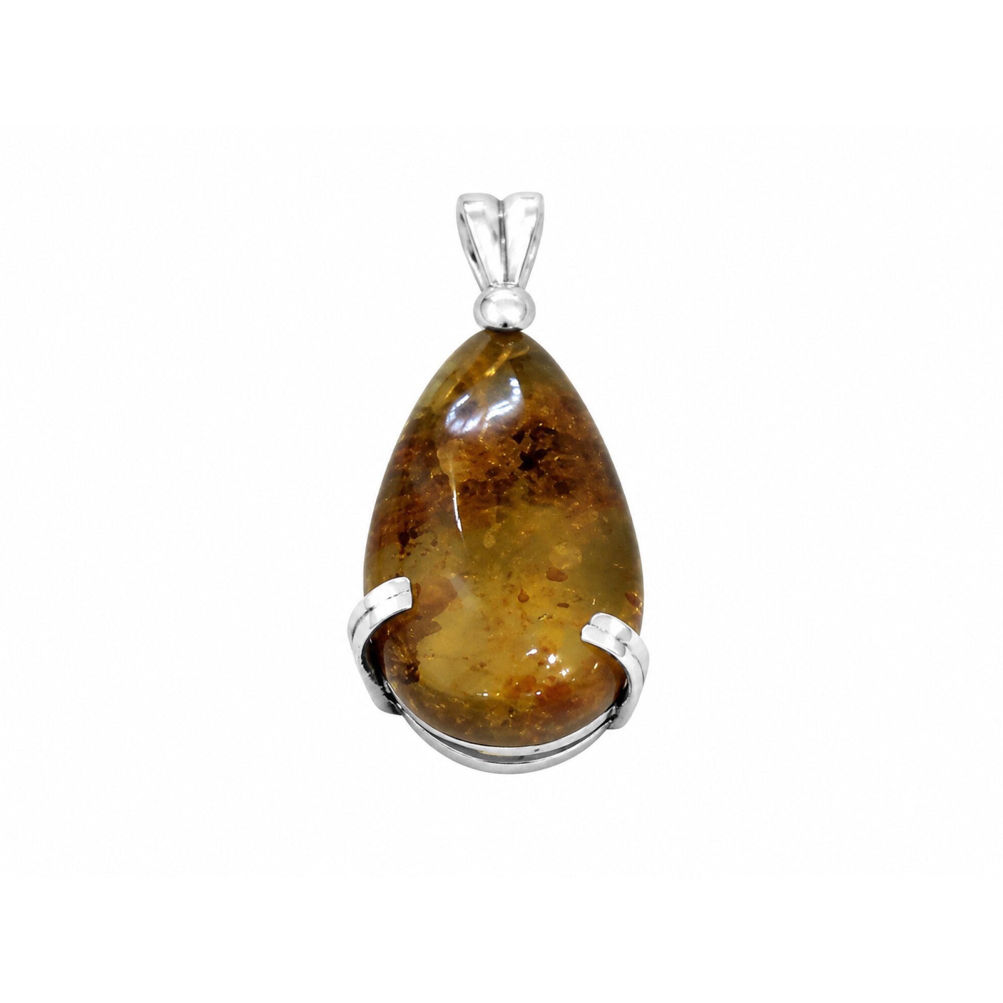 Boutique Crafted Clear Light Blue Dominican Amber 925 Sterling Silver Pendant 25mm – photo 3