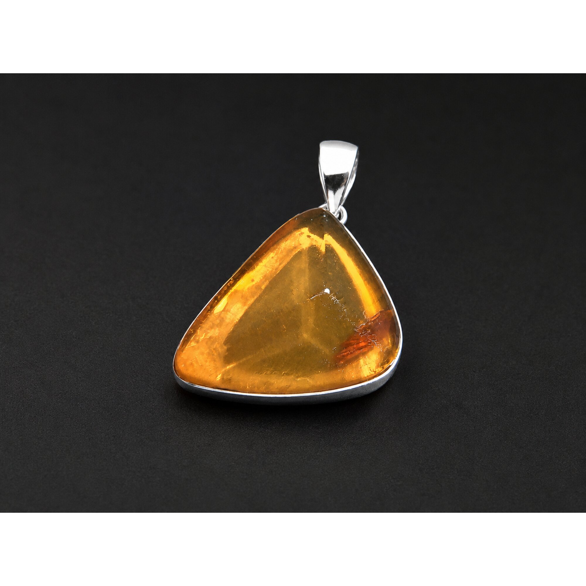 Artisan Made Clear Yellow Orange Dominican Amber 925 Sterling Silver Pendant 31mm – photo 3