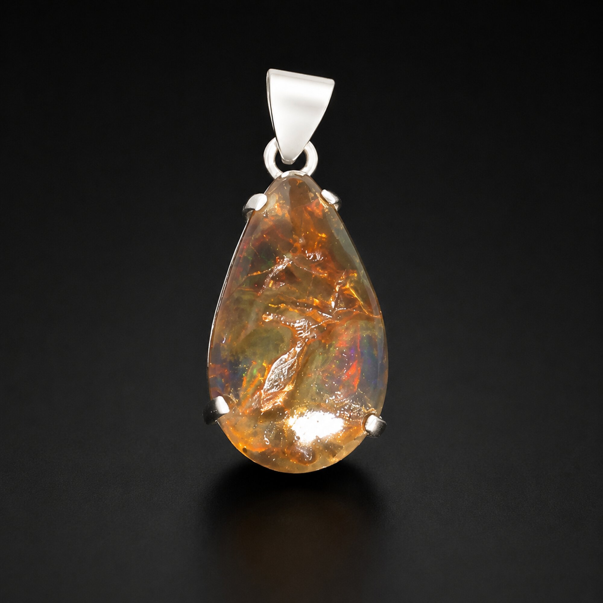 Organic Beauty Translucent Brown Blue Dominican Amber 925 Sterling Silver Pendant – photo 2