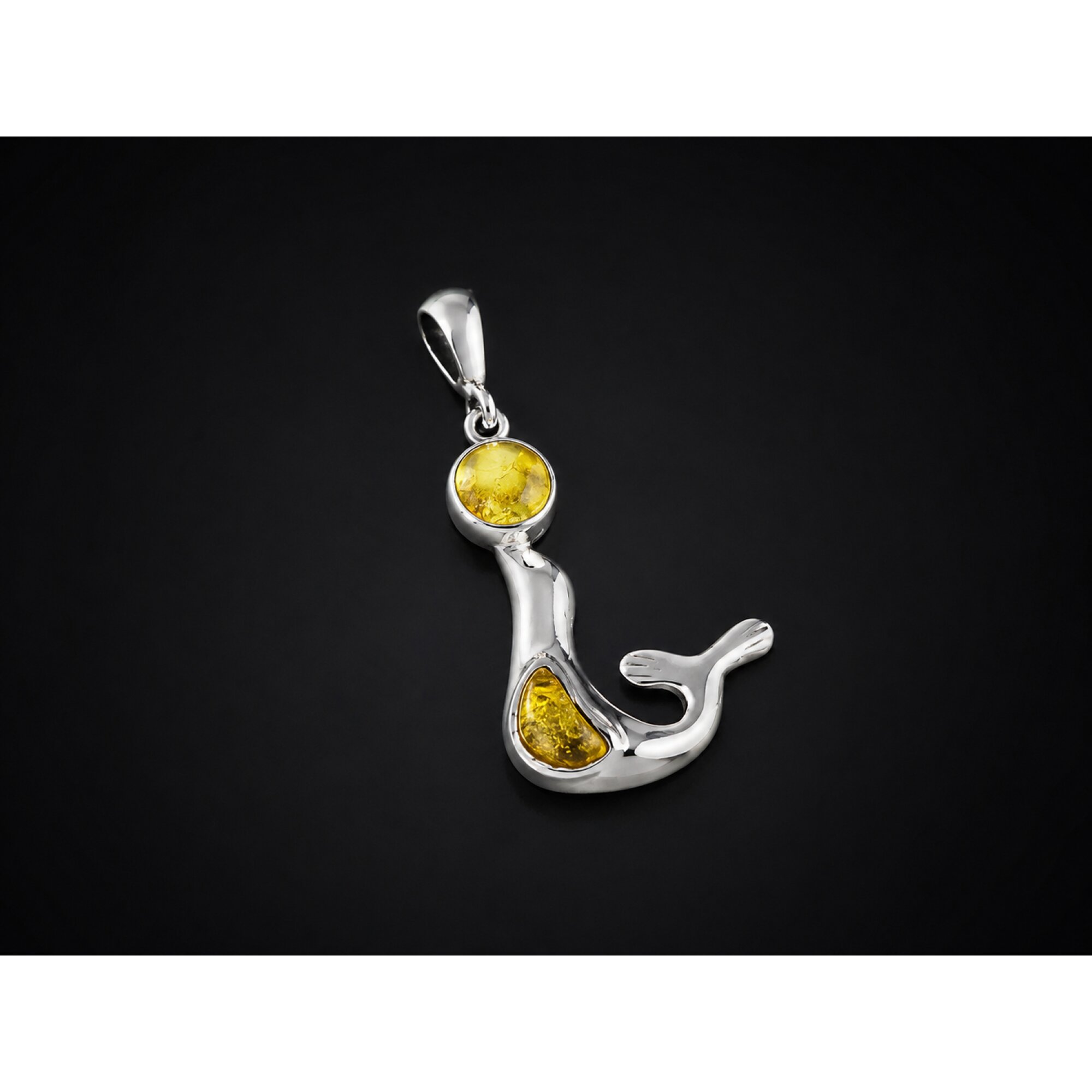 Chic Clear Yellow Dominican Amber 925 Sterling Silver Pendant 41mm – photo 3