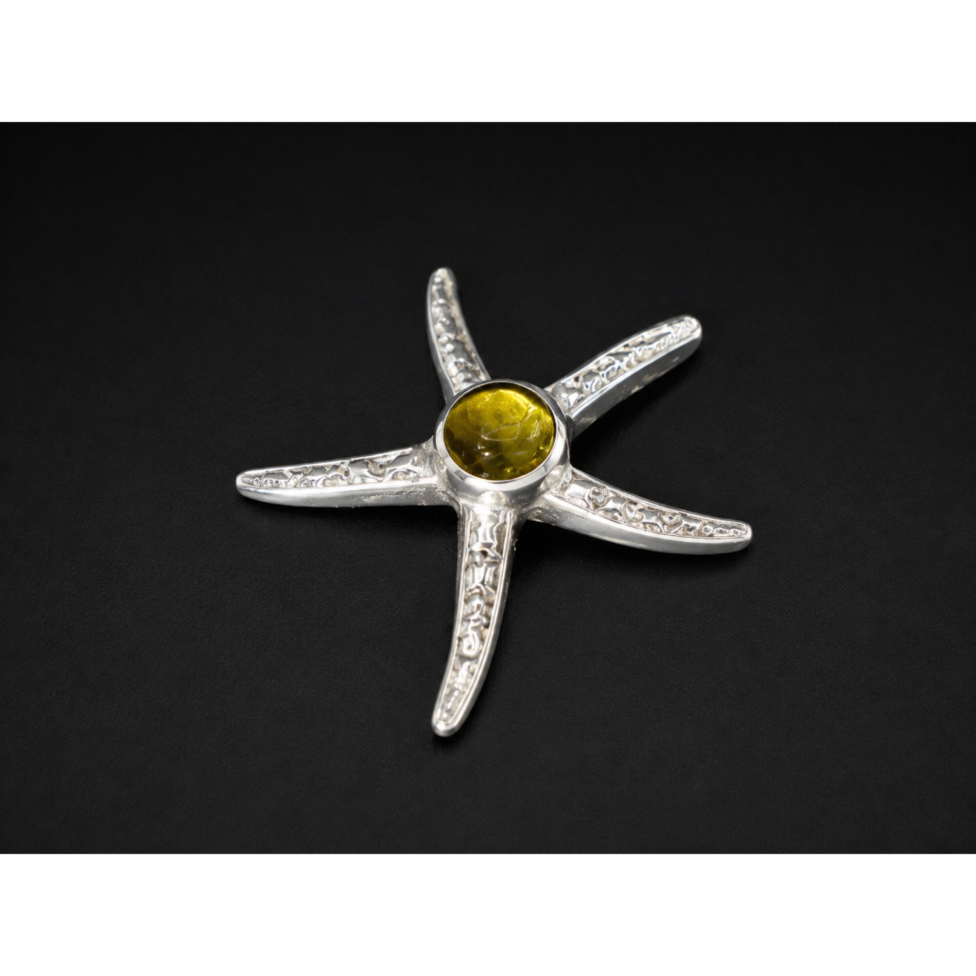 Timeless Island Style Clear Yellow Dominican Amber 925 Sterling Silver Pendant 32mm – photo 4