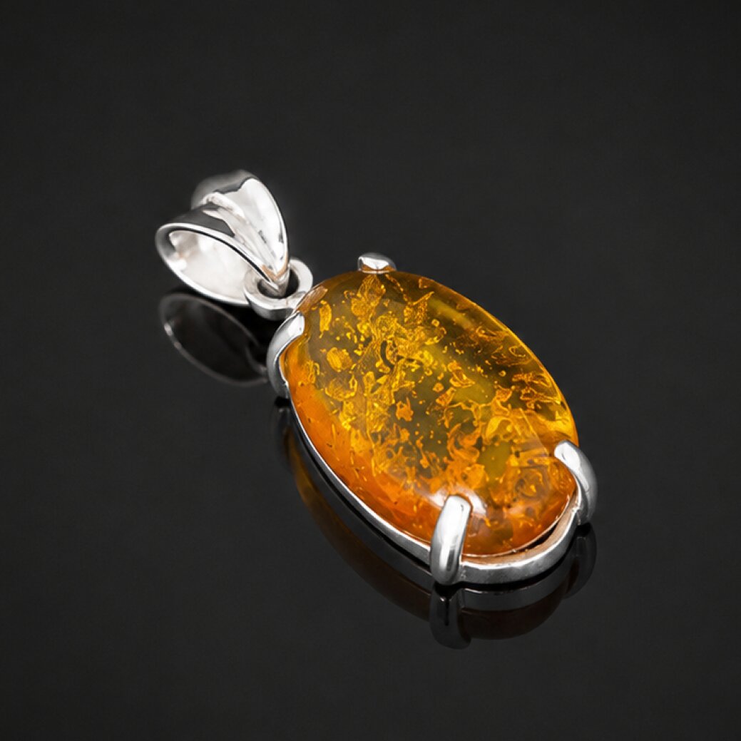 Pure Natural Clear Slender Mosquito Dominican Amber 925 Sterling Silver Fossils Pendant 33mm – photo 4