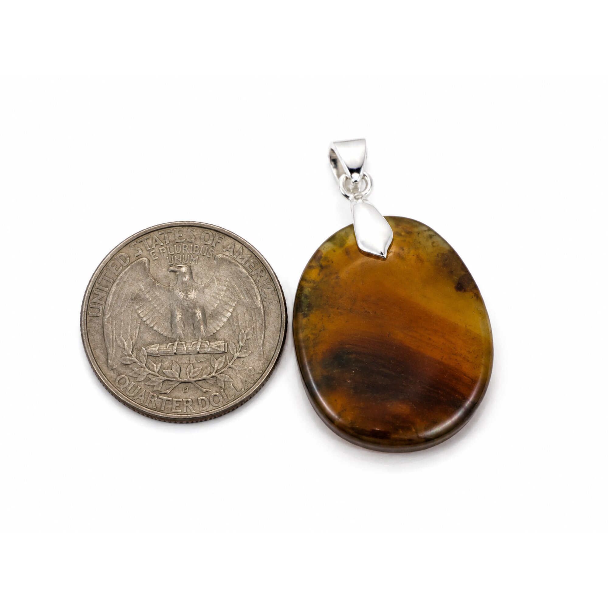 Nature-Created Translucent Yellow Green Dominican Amber 925 Sterling Silver Pendant 42mm – photo 3