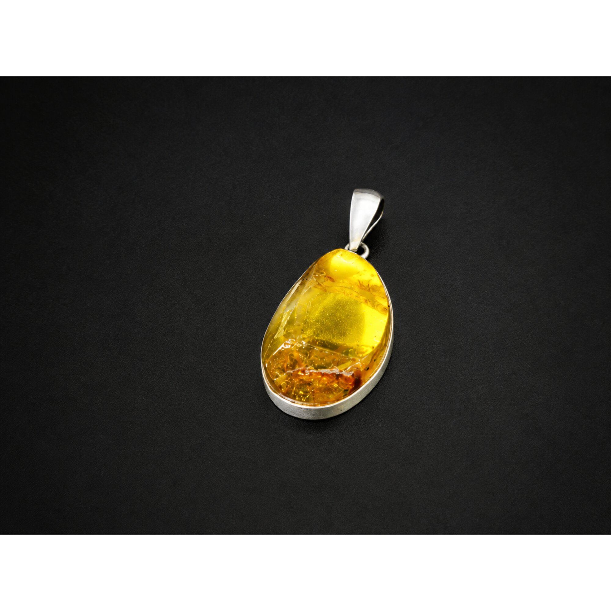 Real Clear Orange Green 925 Sterling Silver Pendant 37mm – photo 2