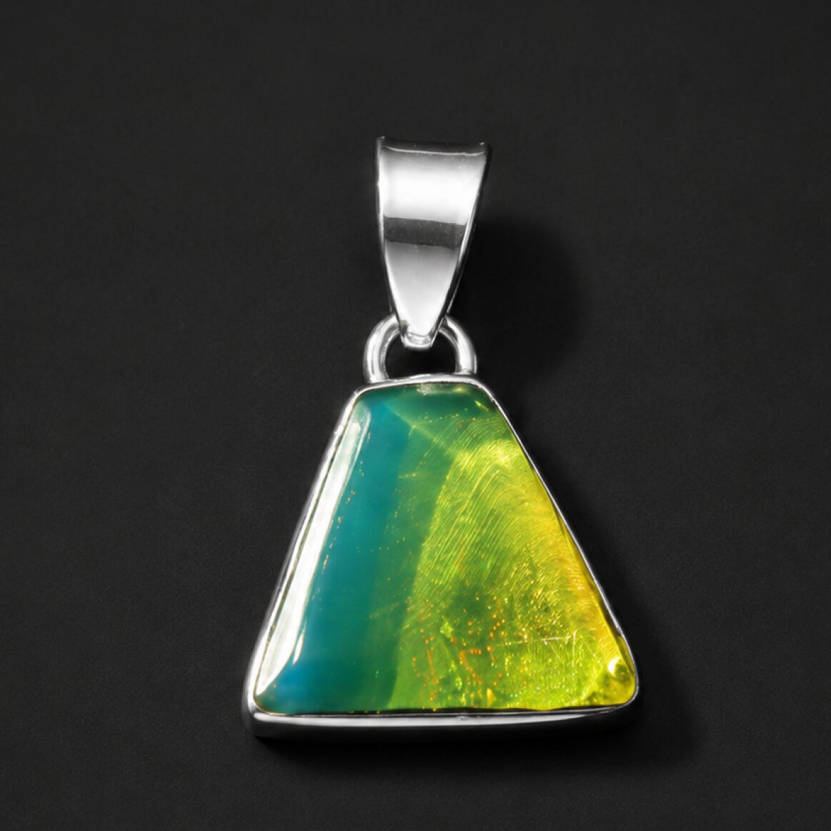 Studio Made Clear Green Blue 925 Sterling Silver Pendant 26mm