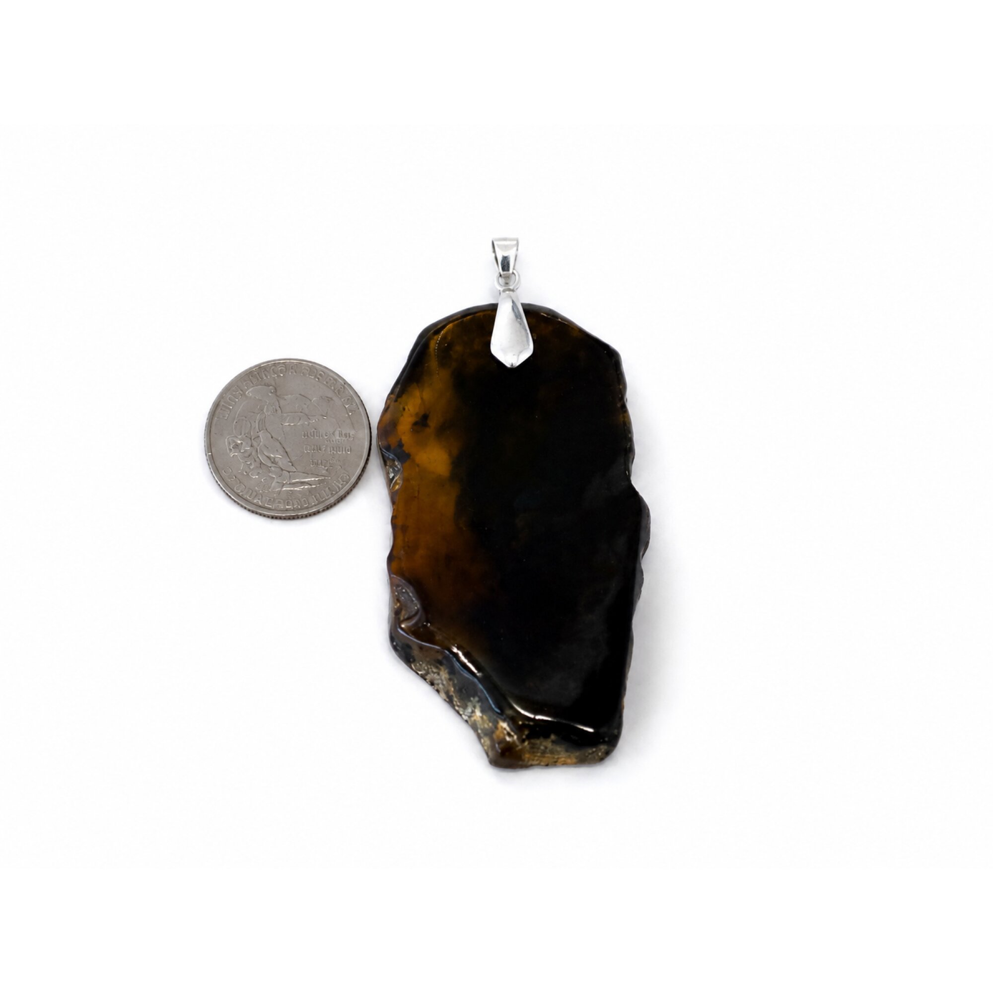 Earth-Crafted Translucent Green Blue Dominican Amber 925 Sterling Silver Pendant 77mm – photo 3
