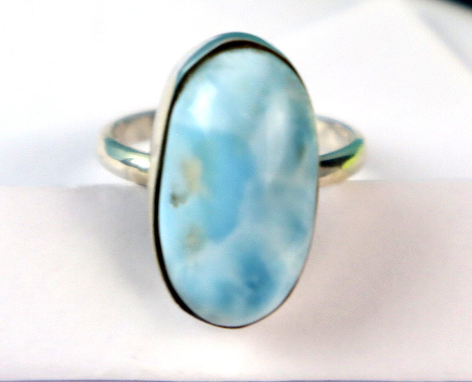 Exquisite Natural Sky Blue Larimar .925 Sterling Silver Ring #8.5 free resizing – photo 8