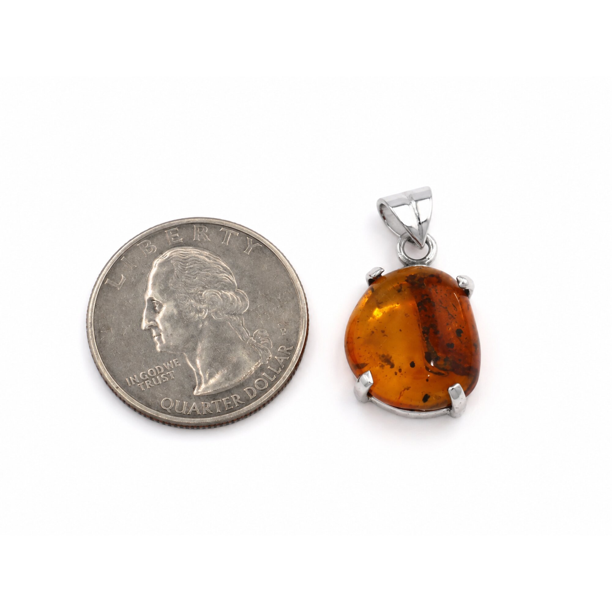 Nature-Created Clear Orange Green 925 Sterling Silver Dominican Amber Pendant 29 – photo 2