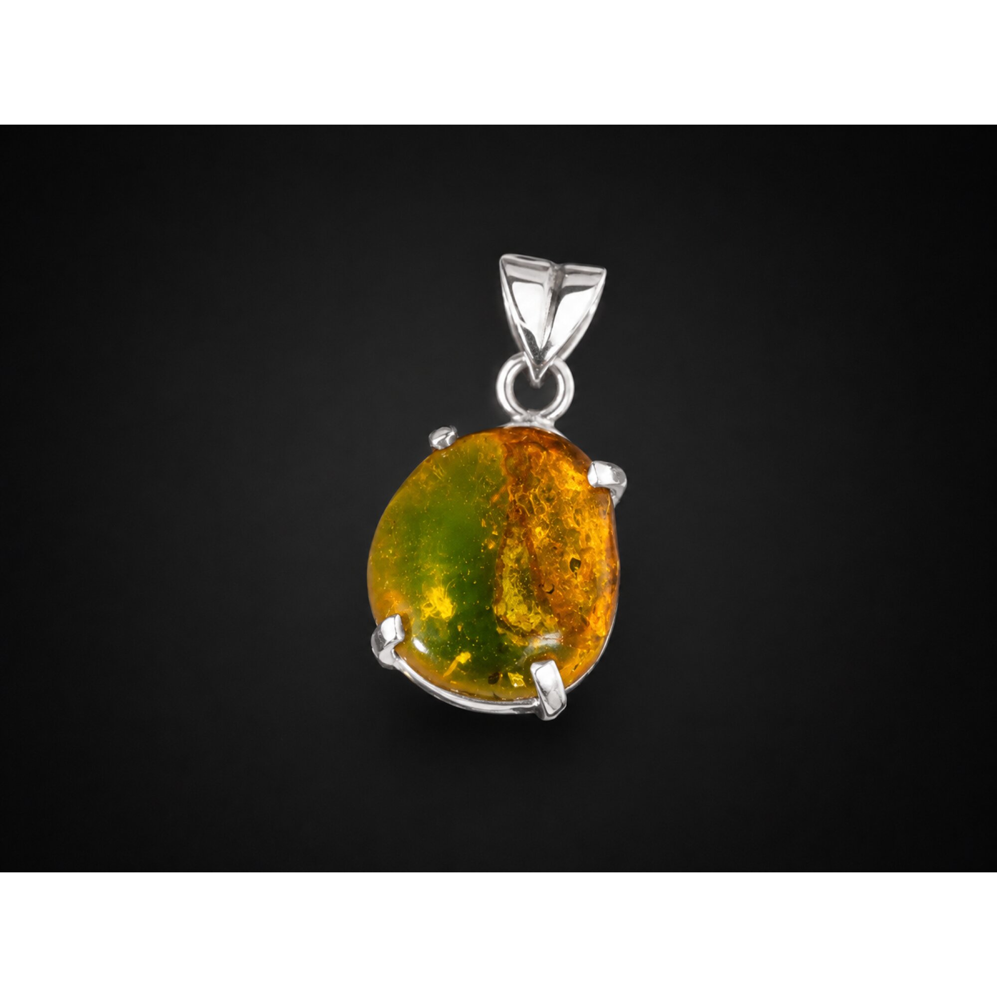 Nature-Created Clear Orange Green 925 Sterling Silver Dominican Amber Pendant 29 – photo 3