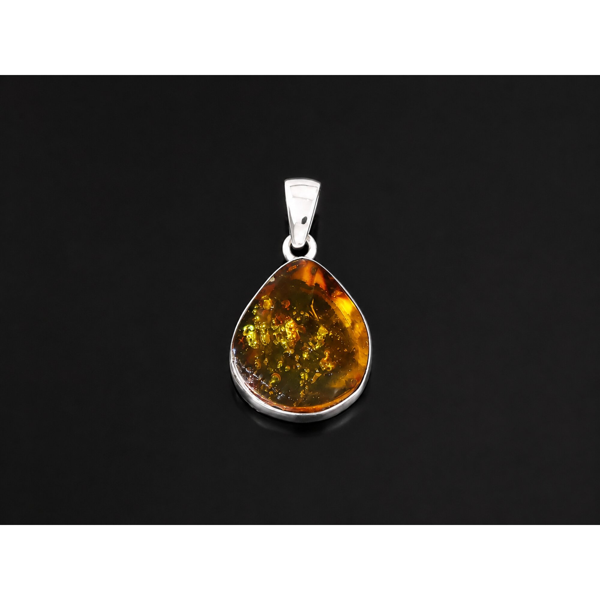 Artisan Crafted Translucent Yellow Brown 925 Sterling Silver Dominican Amber Pendant – photo 2