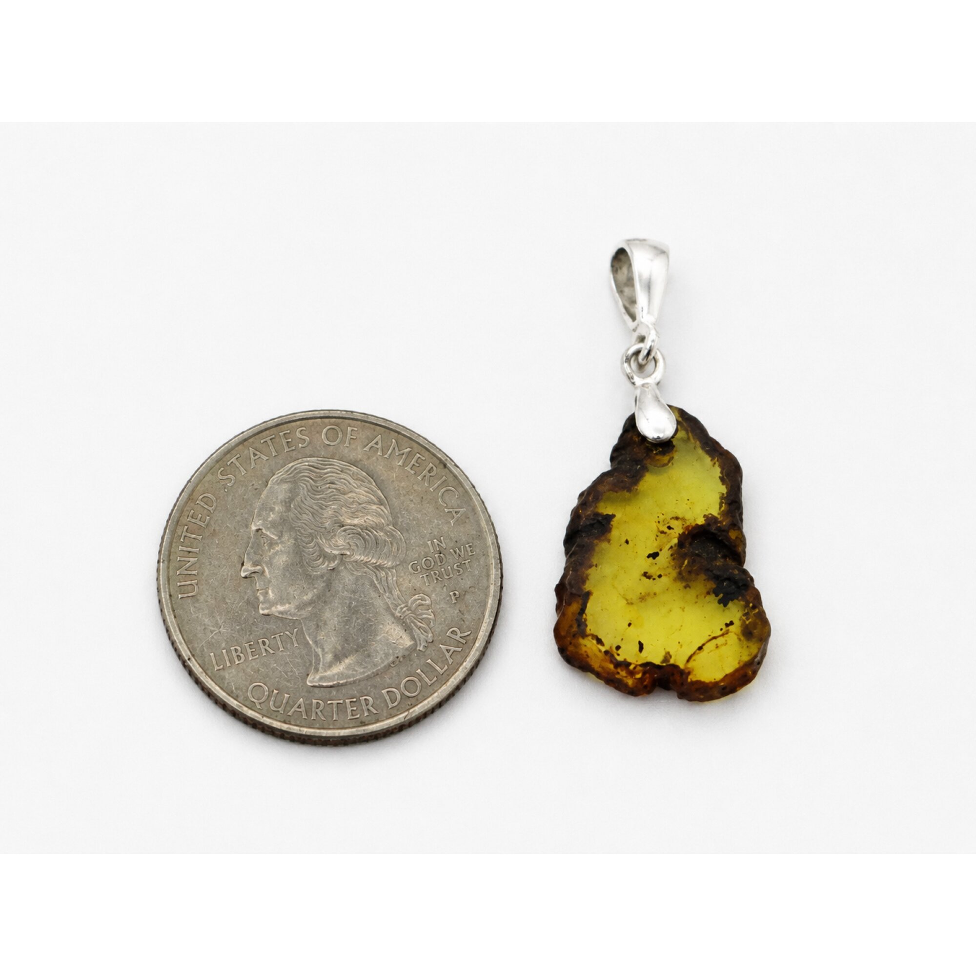 Island Crafted Clear Royal Blue 925 Sterling Silver Dominican Amber Pendant 34mm – photo 2