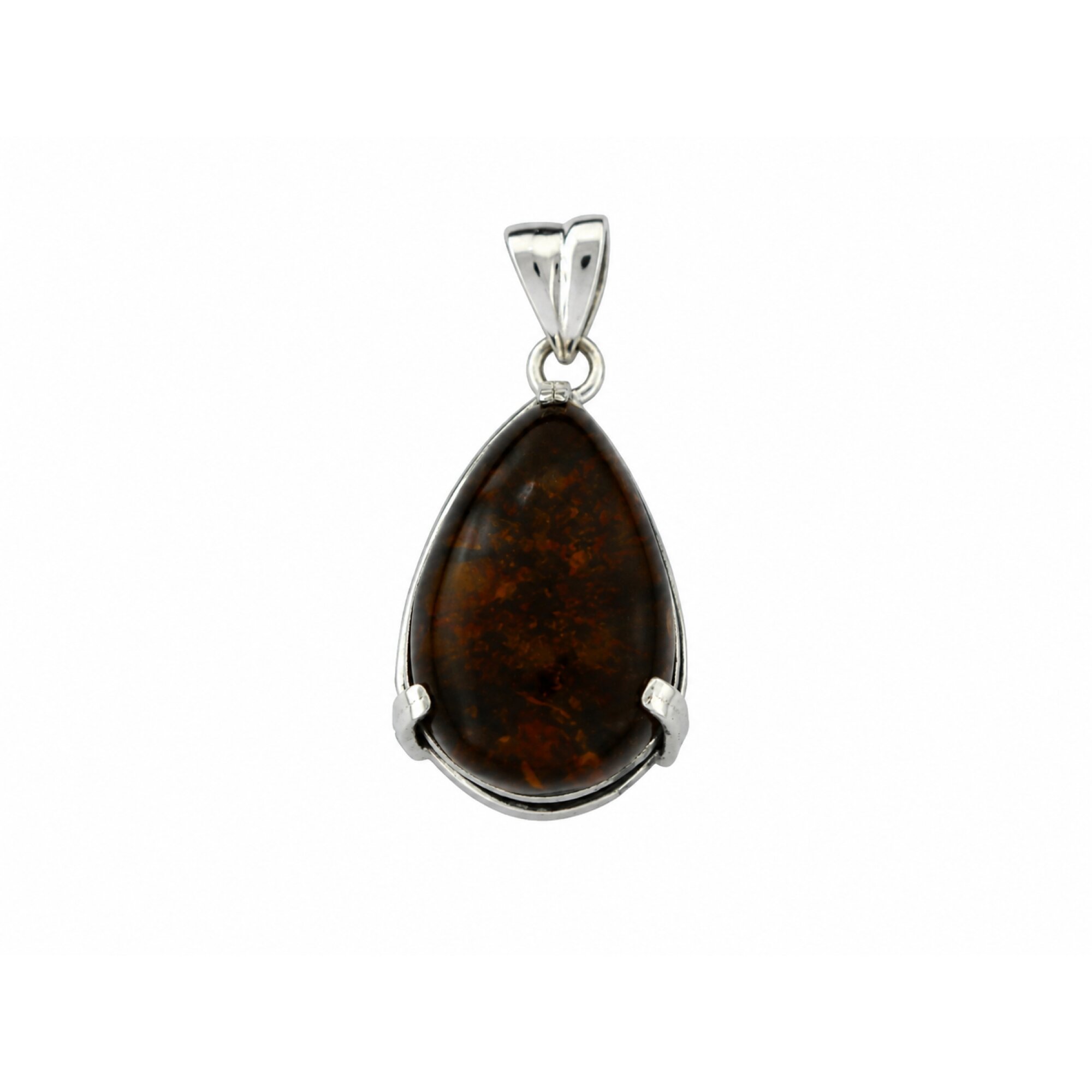Clear autumn blue Natural Dominican Amber teardrop 925 Sterling Pendant 36 mm – photo 6