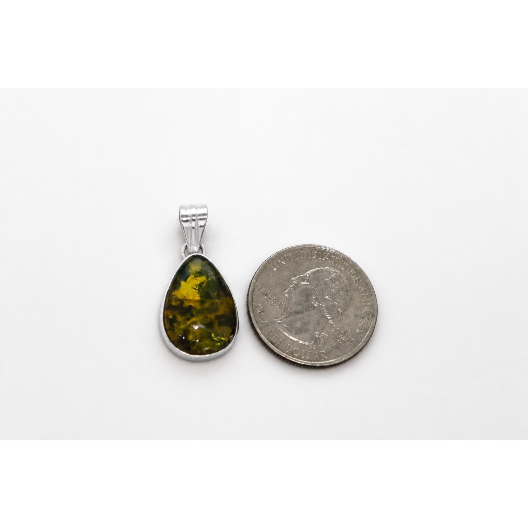Clear yellow blue Natural Dominican Amber teardrop 925 Sterling Pendant 30 mm – photo 6