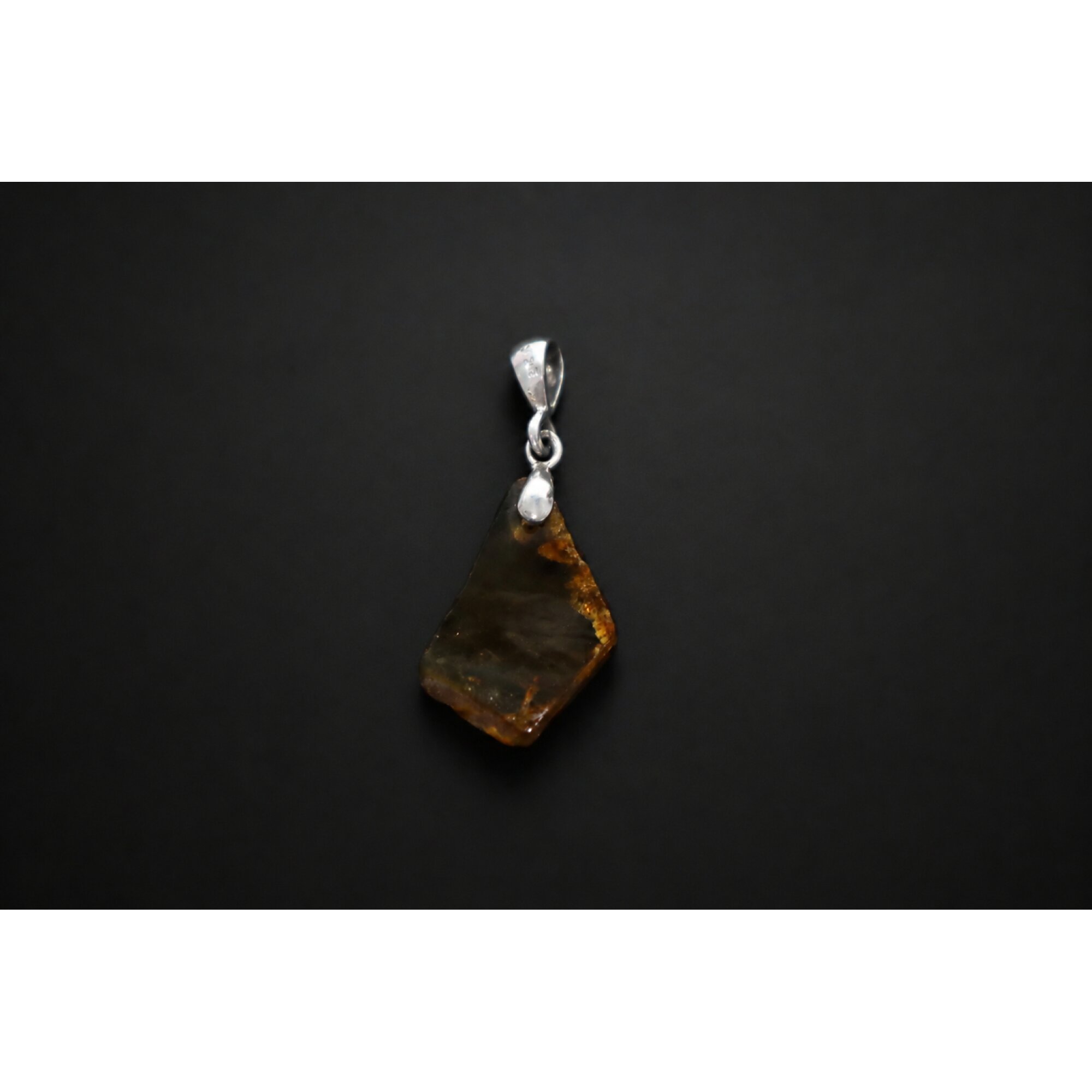Clear light blue Natural Dominican Amber Freeform 925 Sterling Pendant 33 mm – photo 5