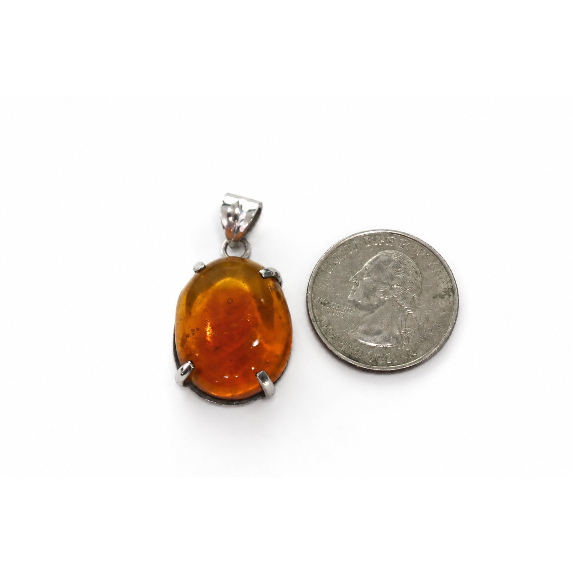 small mayfly Inclusion Clear light yellow Natural Dominican Amber Pendant 35 mm – photo 3