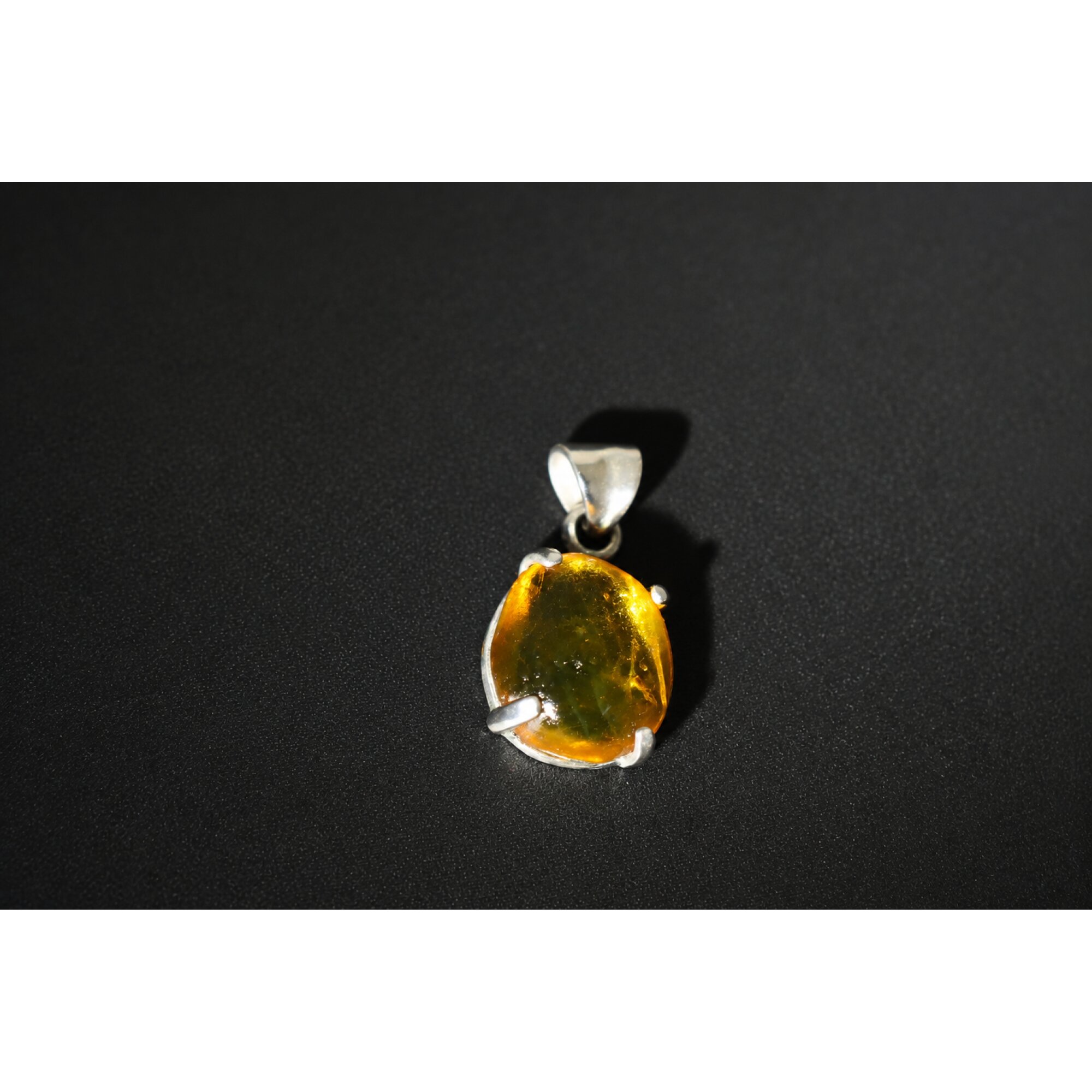 Clear yellow Natural Dominican Amber oval 925 Sterling Inclusion Specimen 16 mm – photo 7