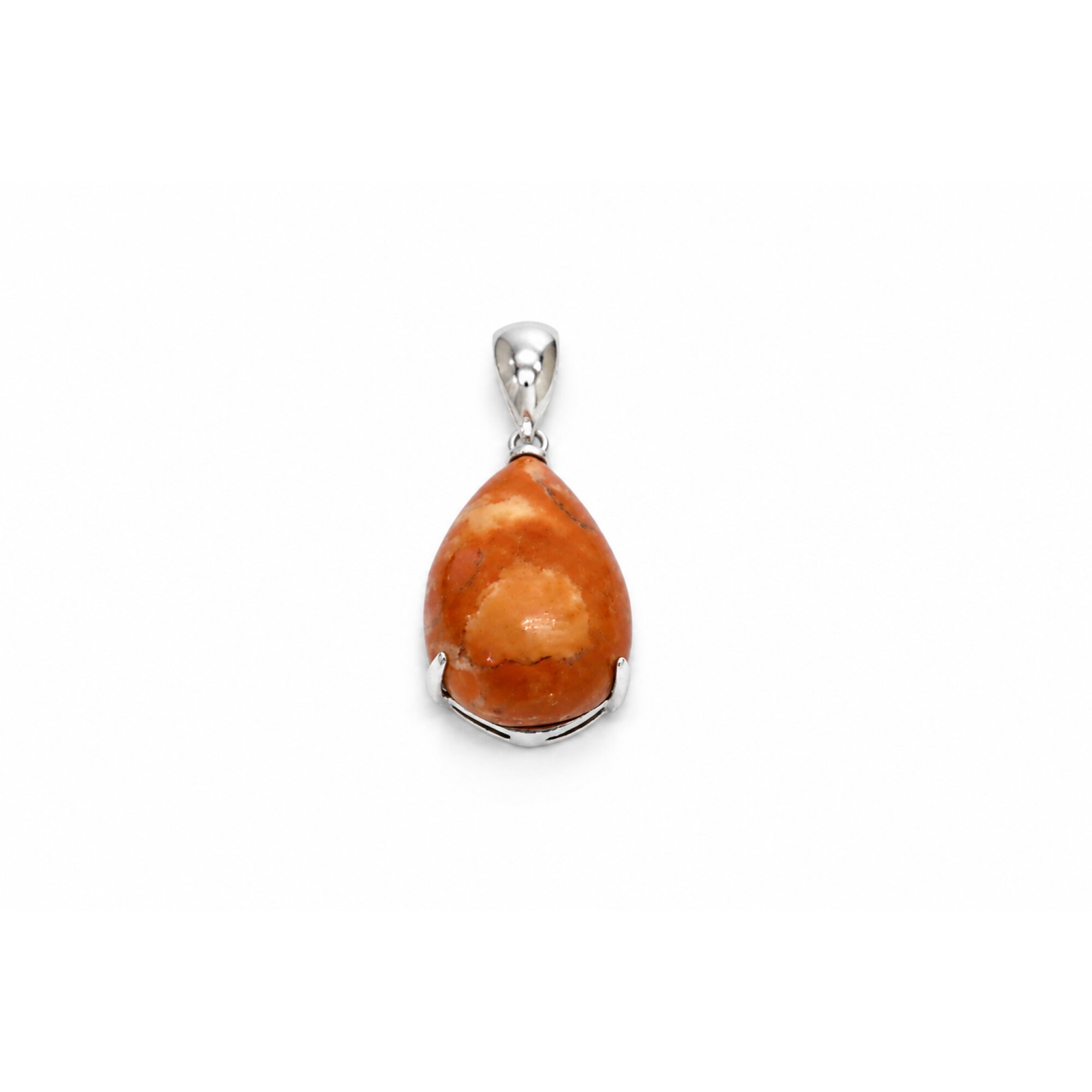Opaque orange red Jasper teardrop 925 Sterling Silver Pendant 34 mm – photo 5
