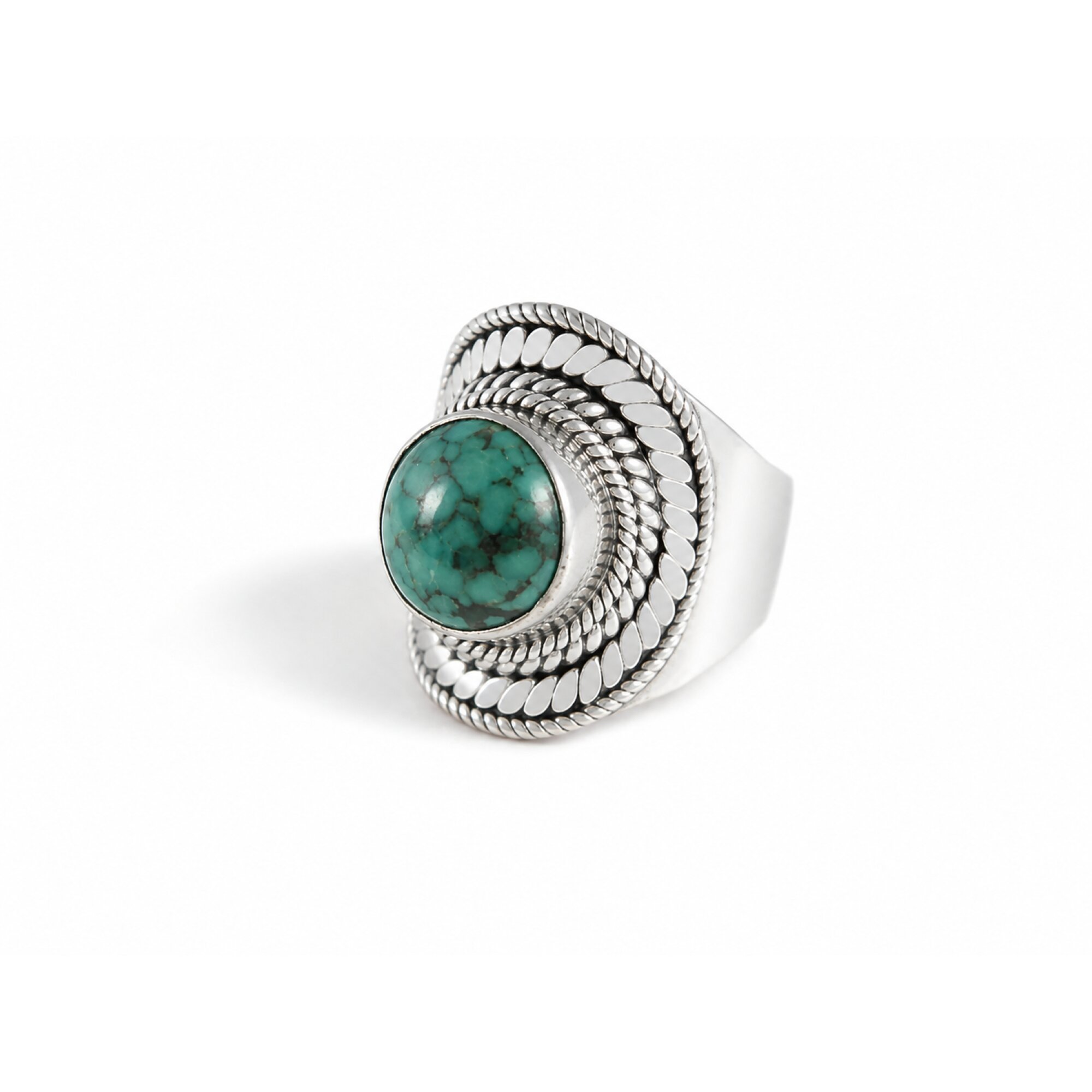 black green Turquoise round 925 Sterling Silver Ring Size 7.75 – photo 5