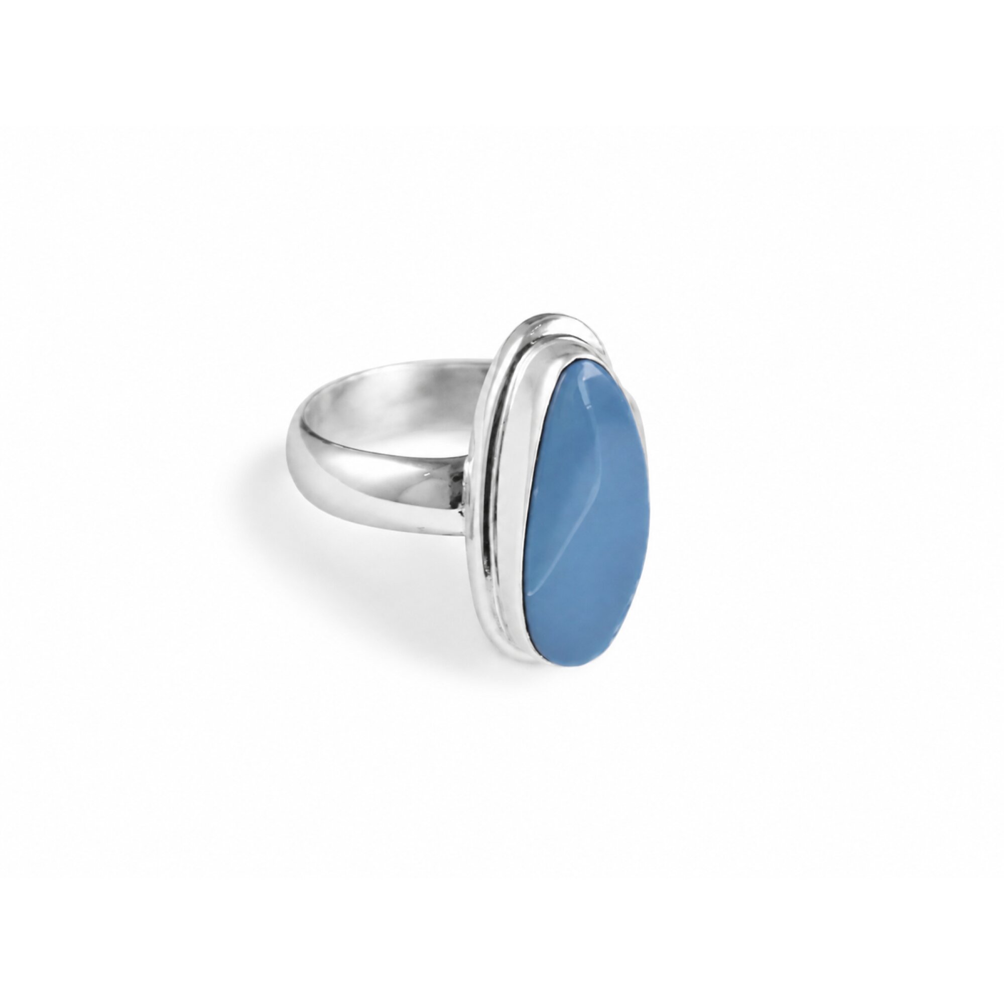 light blue Chalcedony freeform 925 Sterling Silver Ring Size 8.25 – photo 2