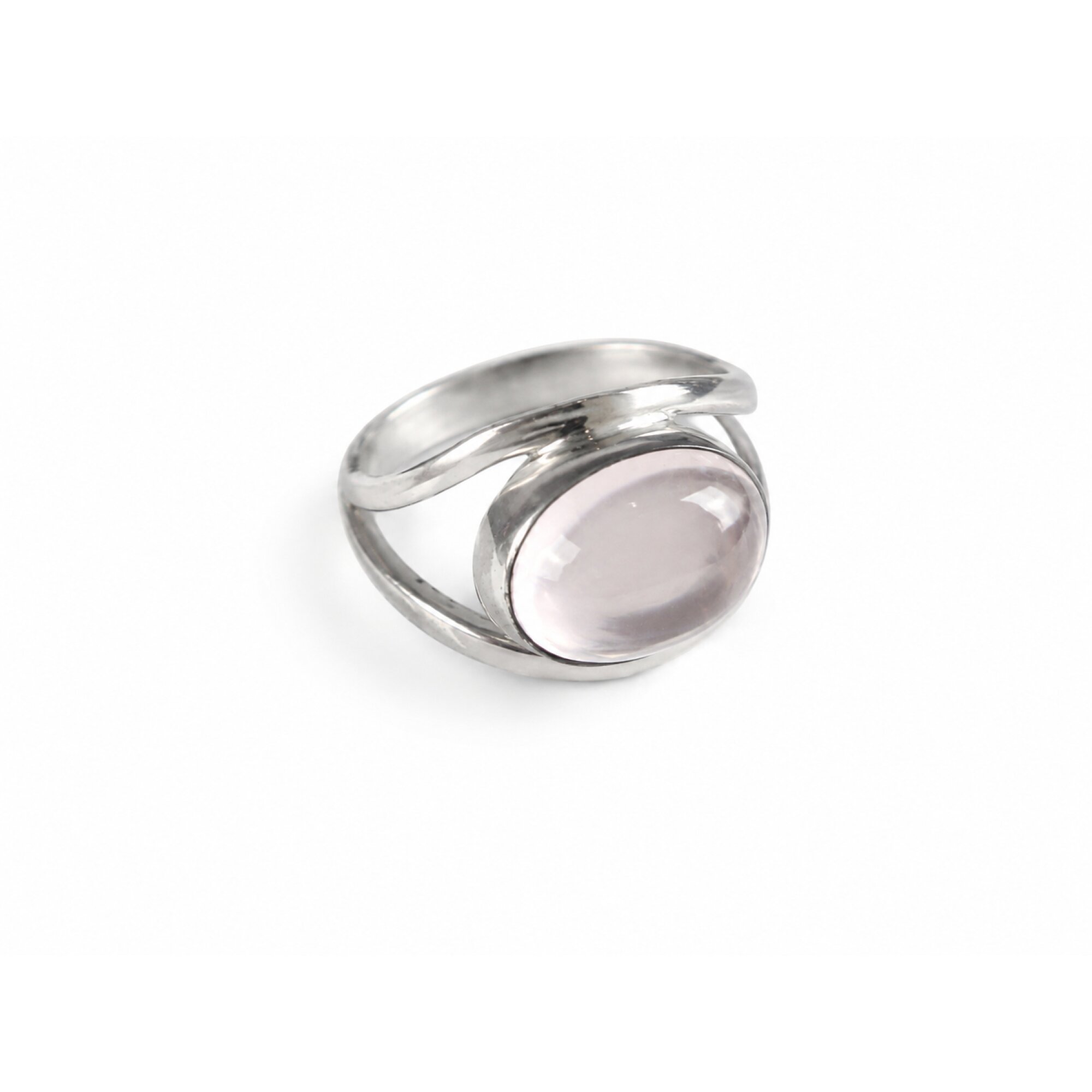 Clear pink Natural Rose Quartz rectangular 925 Sterling Silver Ring Size 9.00 – photo 3