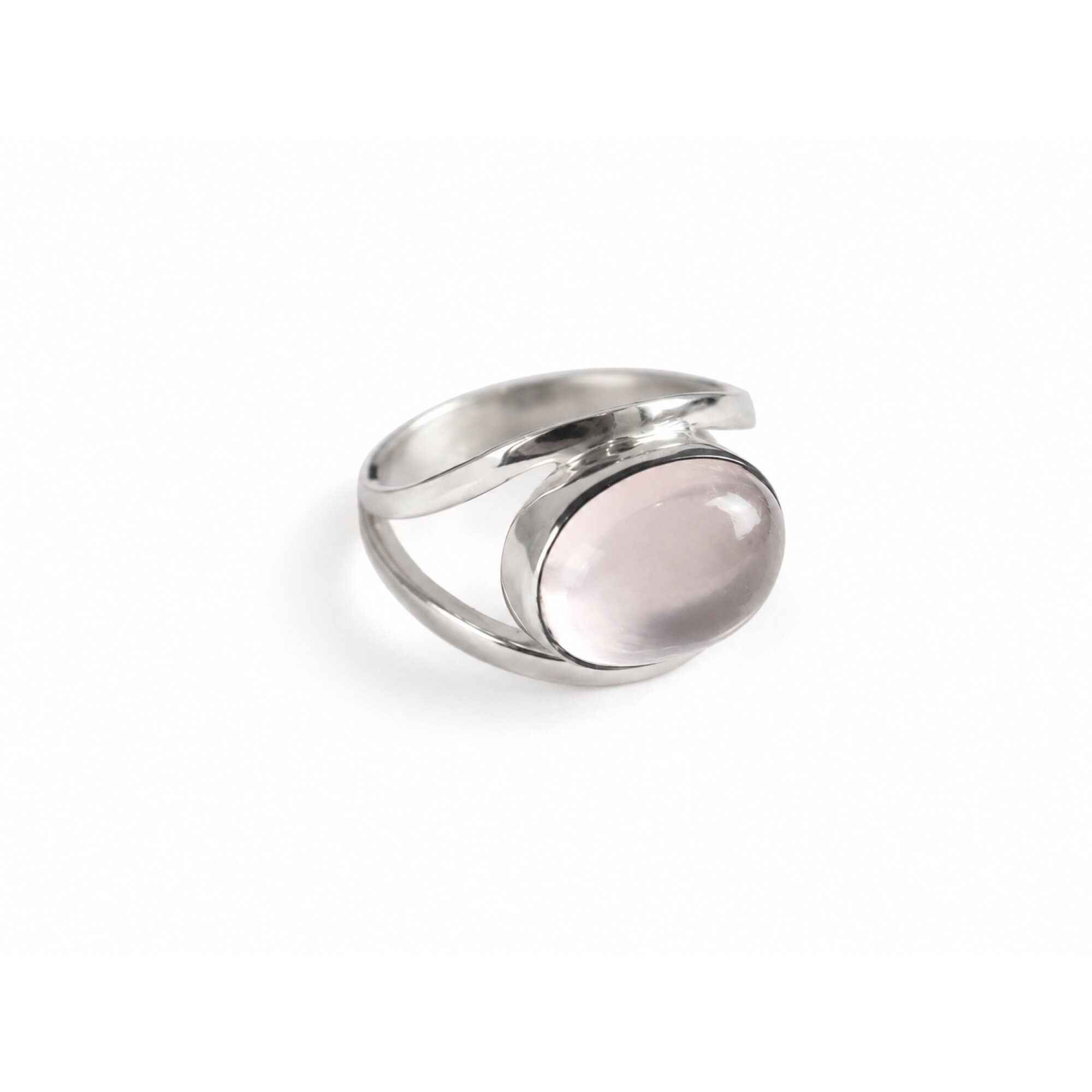 Clear pink Natural Rose Quartz rectangular 925 Sterling Silver Ring Size 9.00 – photo 6