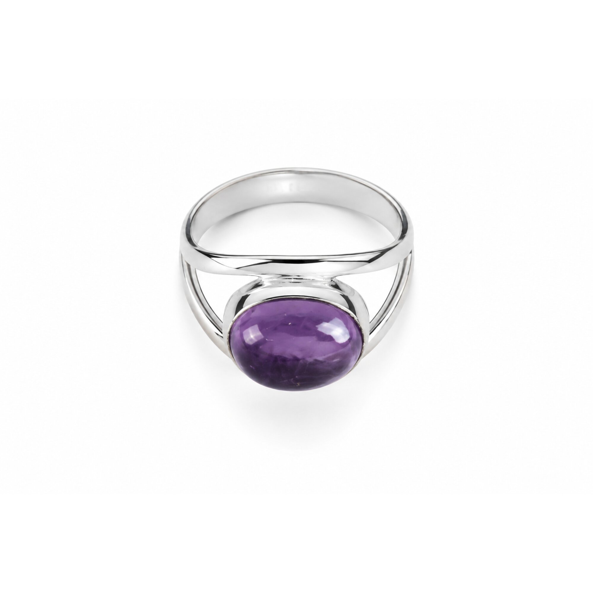 Clear purple Natural Amethyst oval 925 Sterling Silver Ring Size 9.00 – photo 2