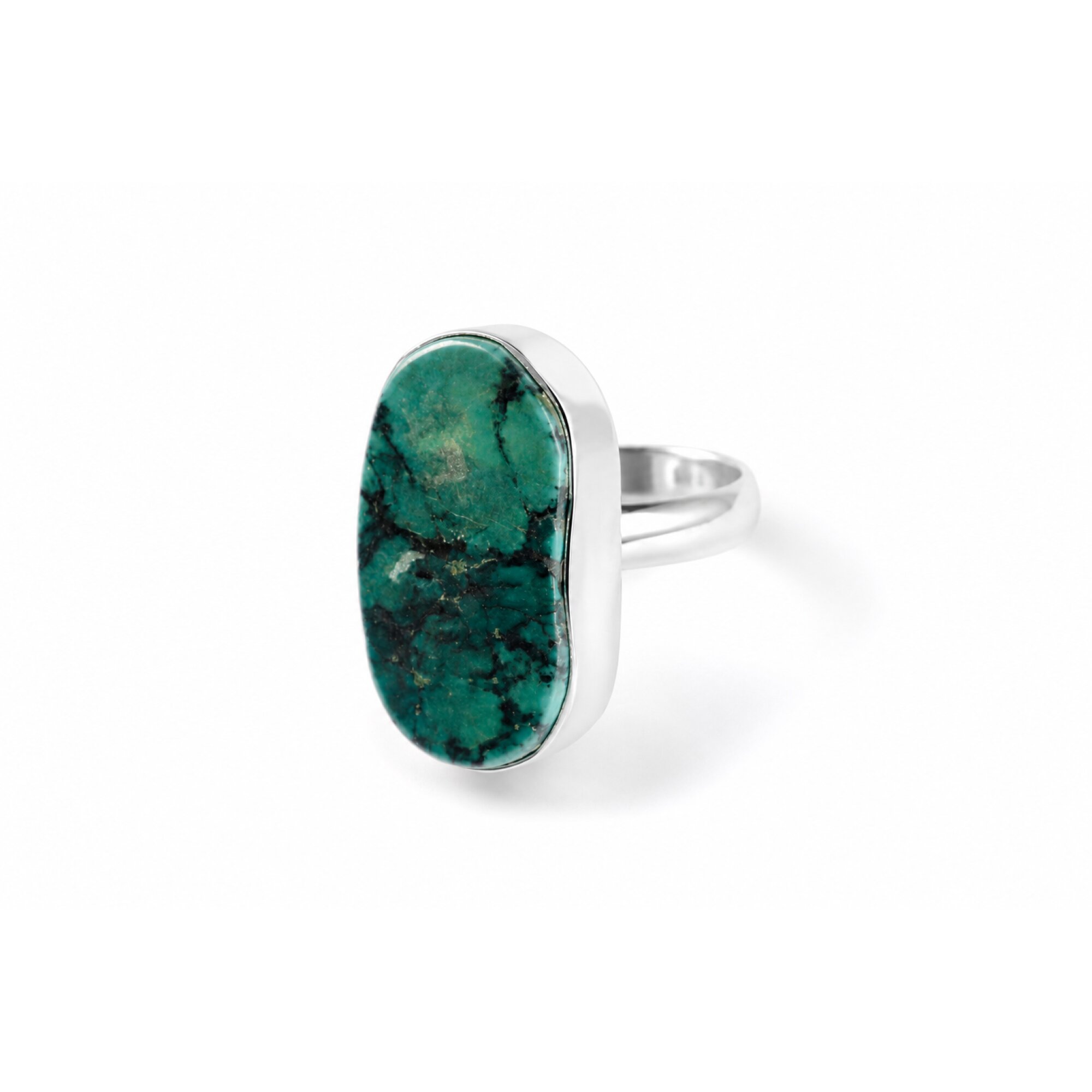 Opaque deep green Turquoise oval 925 Sterling Silver Ring Size 9.00 – photo 3