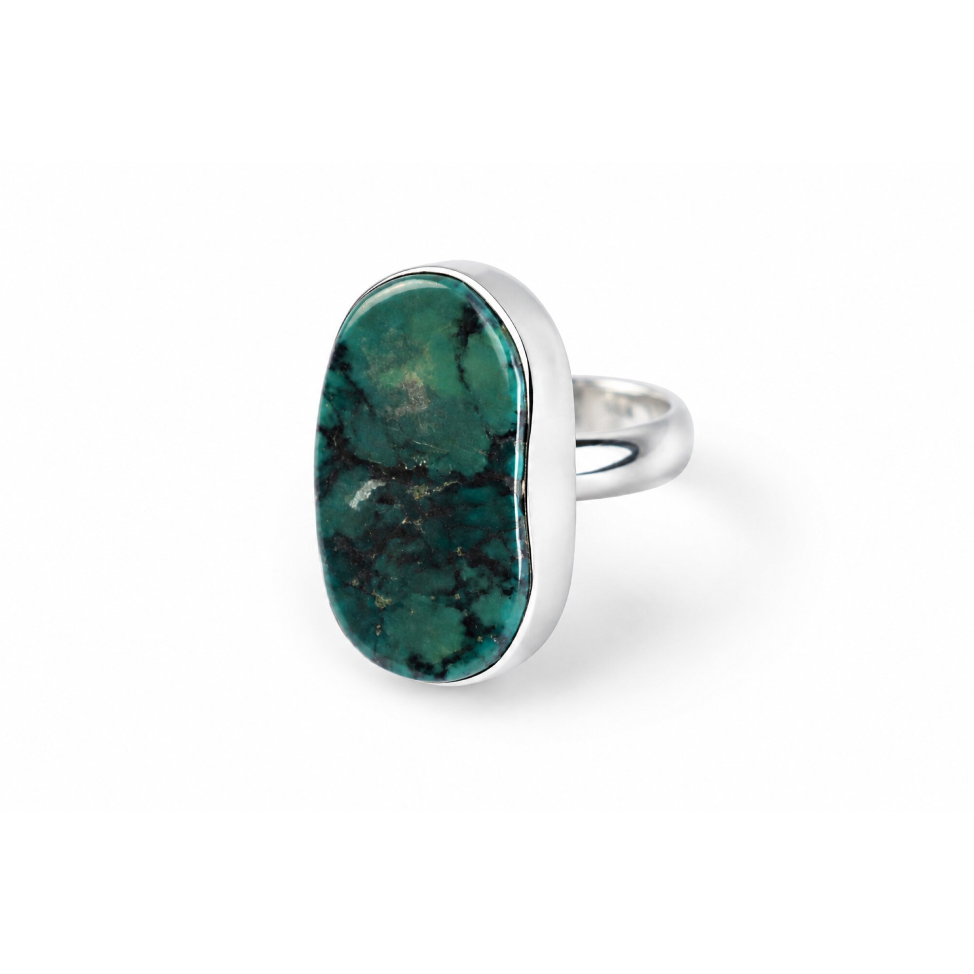 Opaque deep green Turquoise oval 925 Sterling Silver Ring Size 9.00 – photo 7