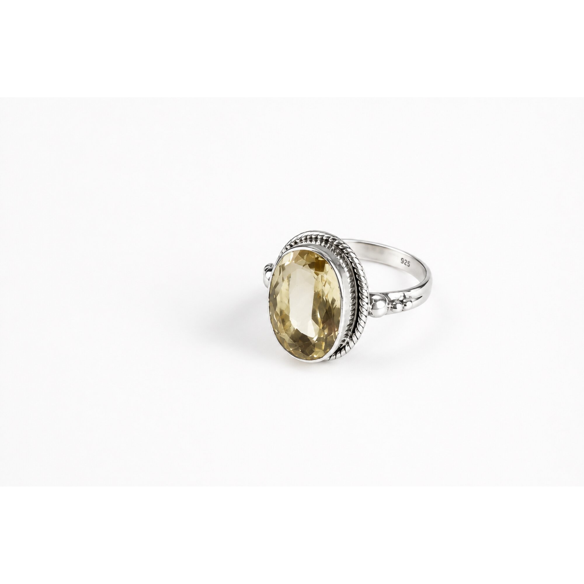 Clear light yellow Natural Citrine oval 925 Sterling Silver Ring Size 8.50 – photo 2
