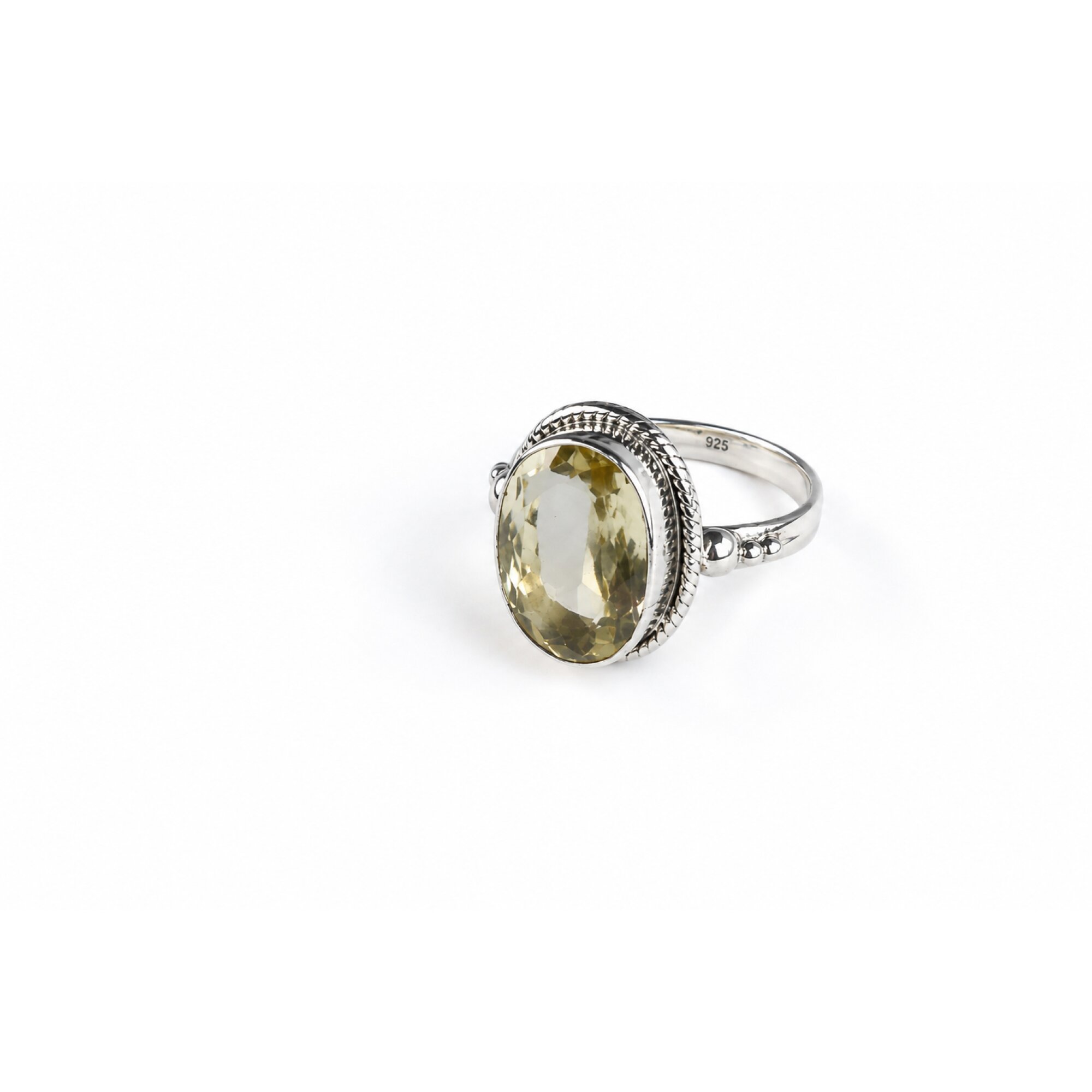 Clear light yellow Natural Citrine oval 925 Sterling Silver Ring Size 8.50 – photo 4