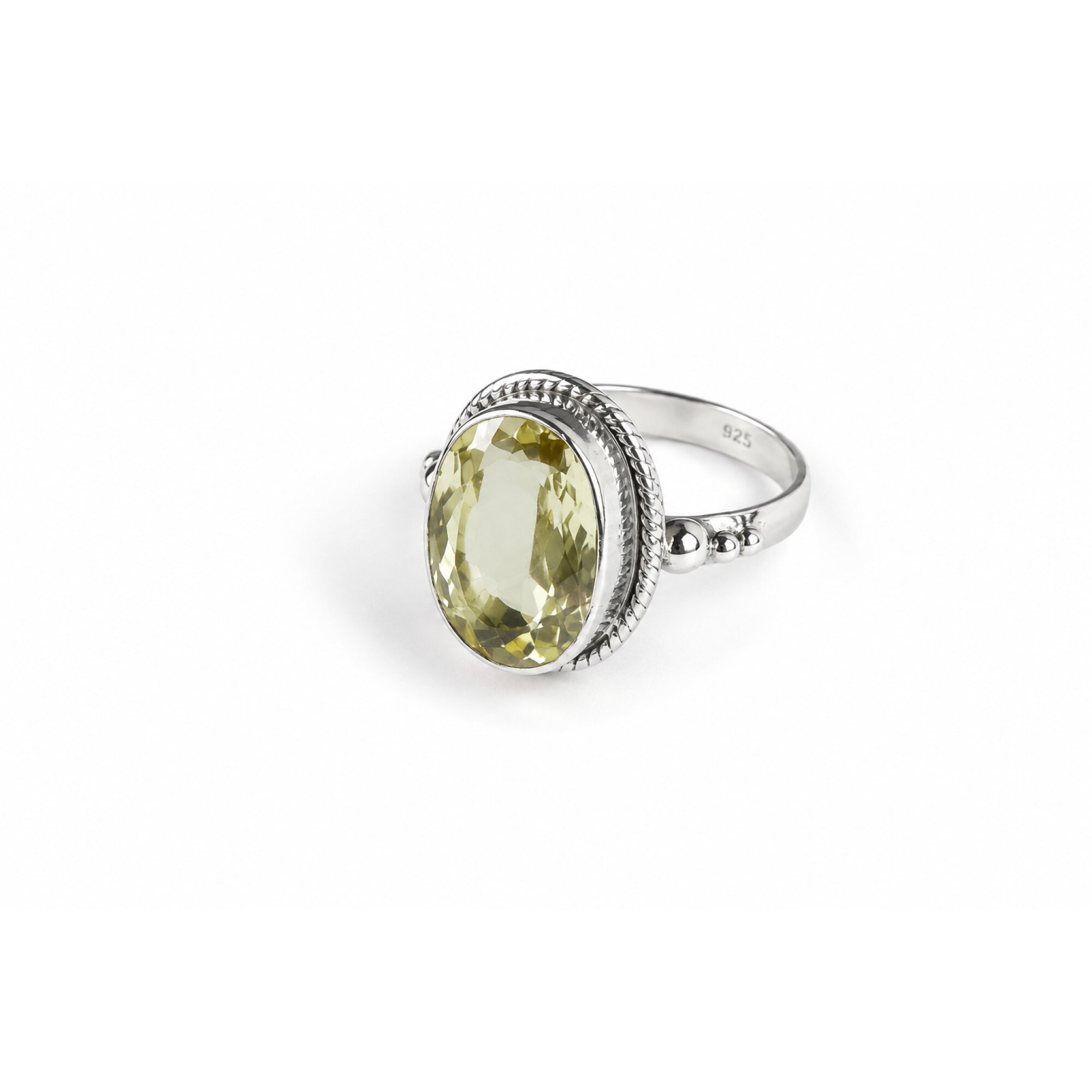 Clear light yellow Natural Citrine oval 925 Sterling Silver Ring Size 8.50 – photo 7