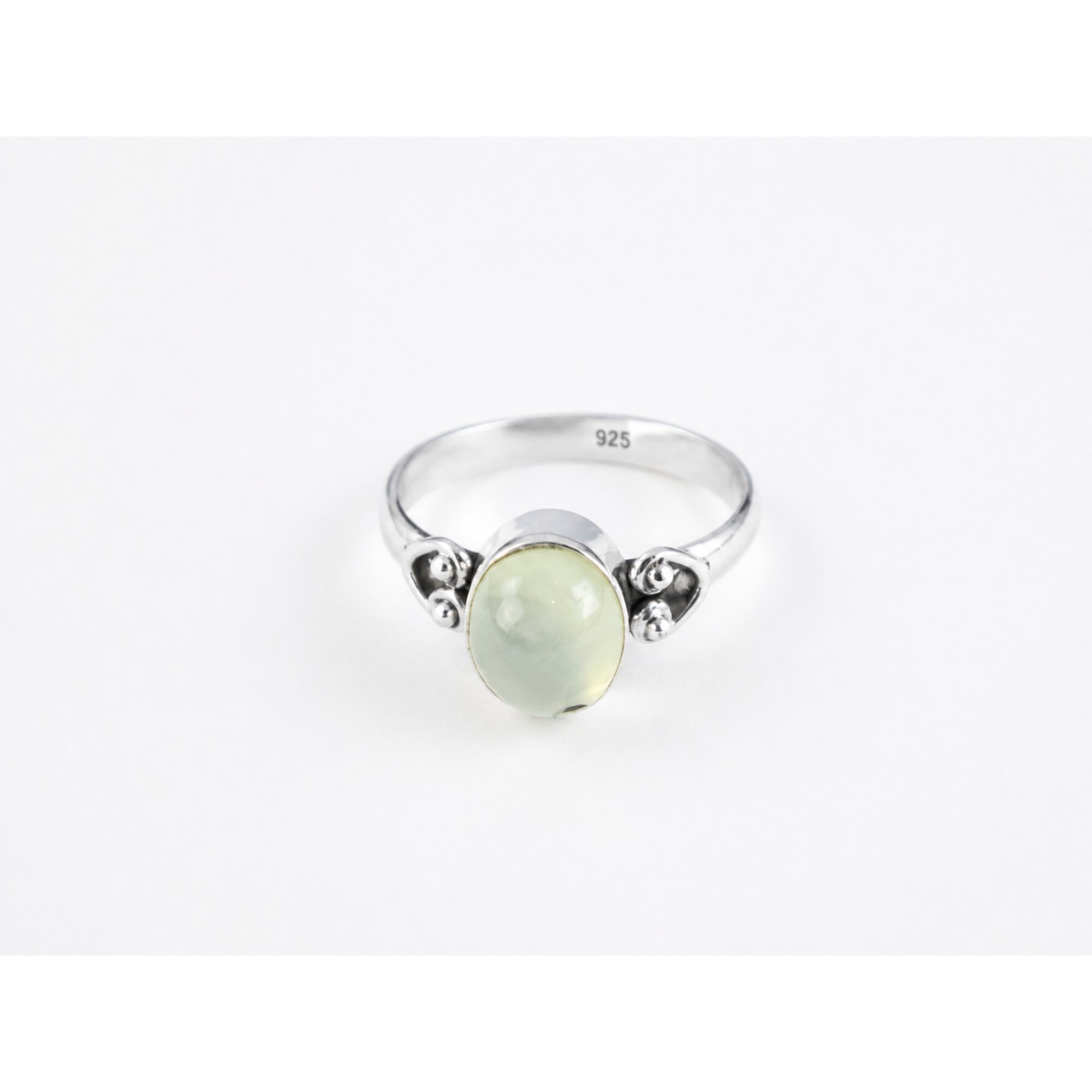 Clear light green Prehnite oval 925 Sterling Silver Ring Size 8.50 – photo 6