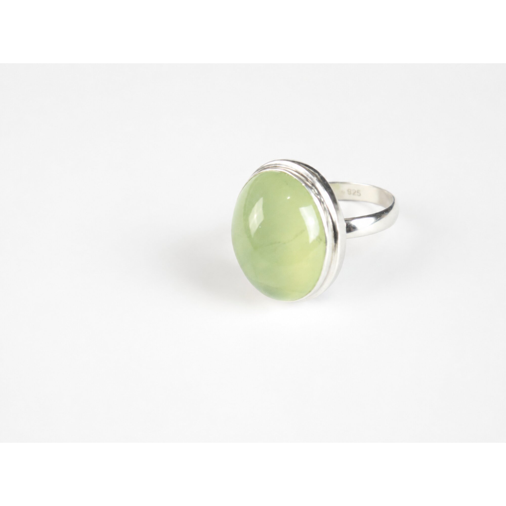 Clear light green Prehnite oval 925 Sterling Silver Ring Size 8.00 – photo 6
