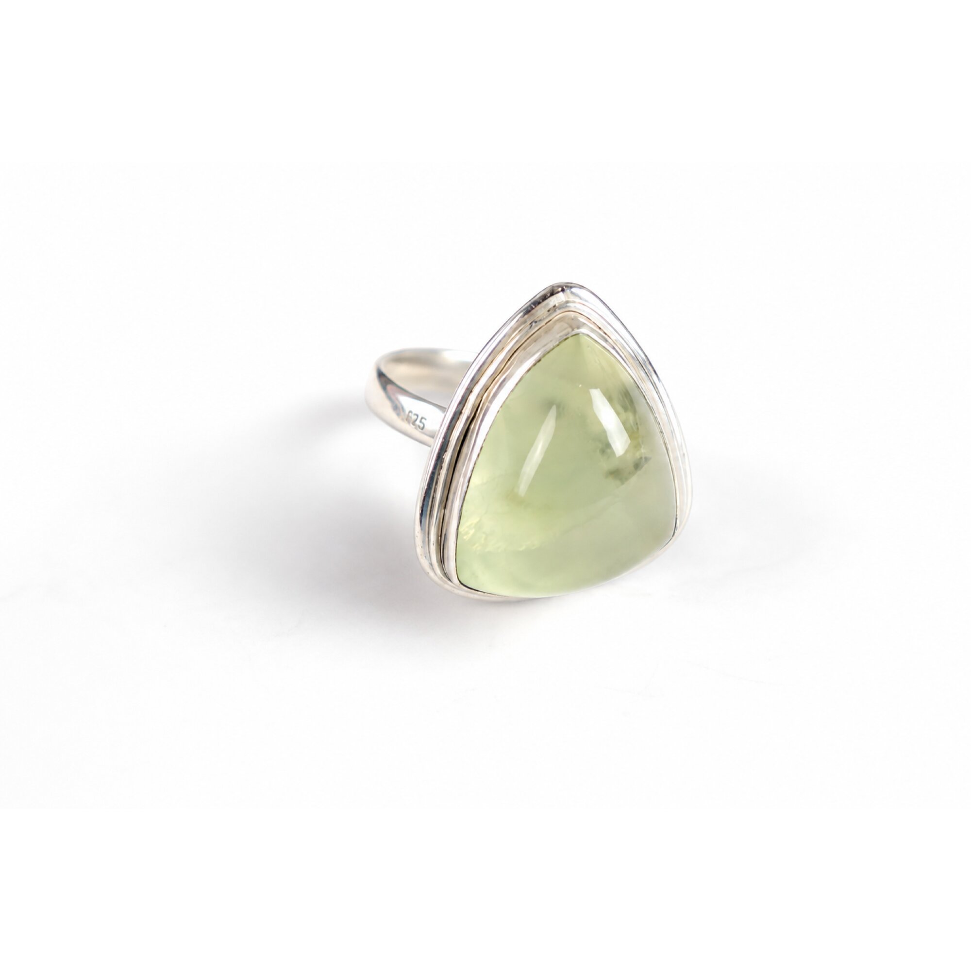 Clear light green Prehnite triangular 925 Sterling Silver Ring Size 7.00 – photo 8
