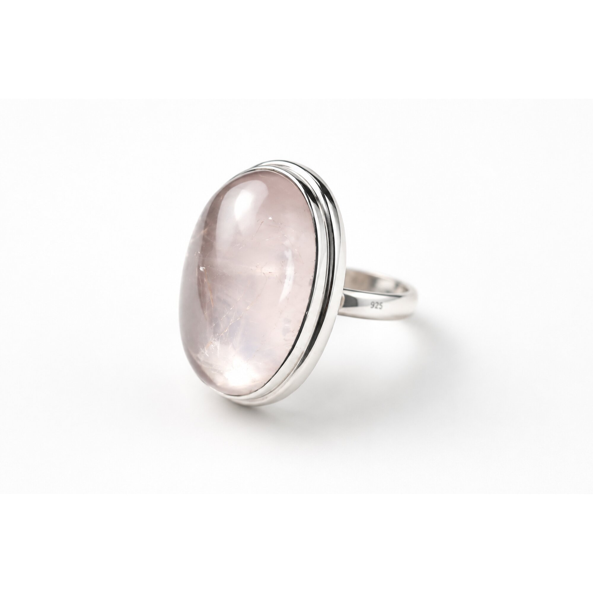 Clear Pink Natural Rose Quartz. oval 925 Sterling Silver Ring Size 7.00 – photo 8