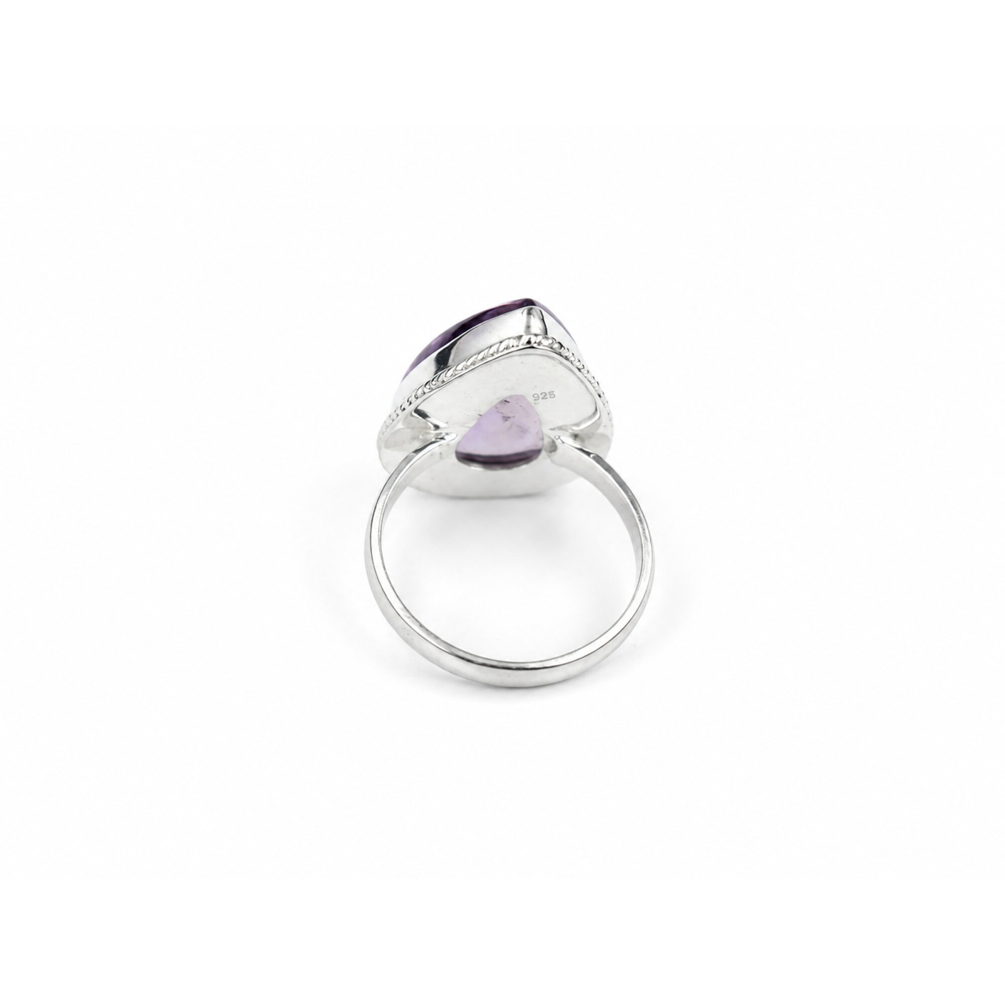 Clear Purple Natural Amethyst teardrop 925 Sterling Silver Ring Size 7.25 – photo 6