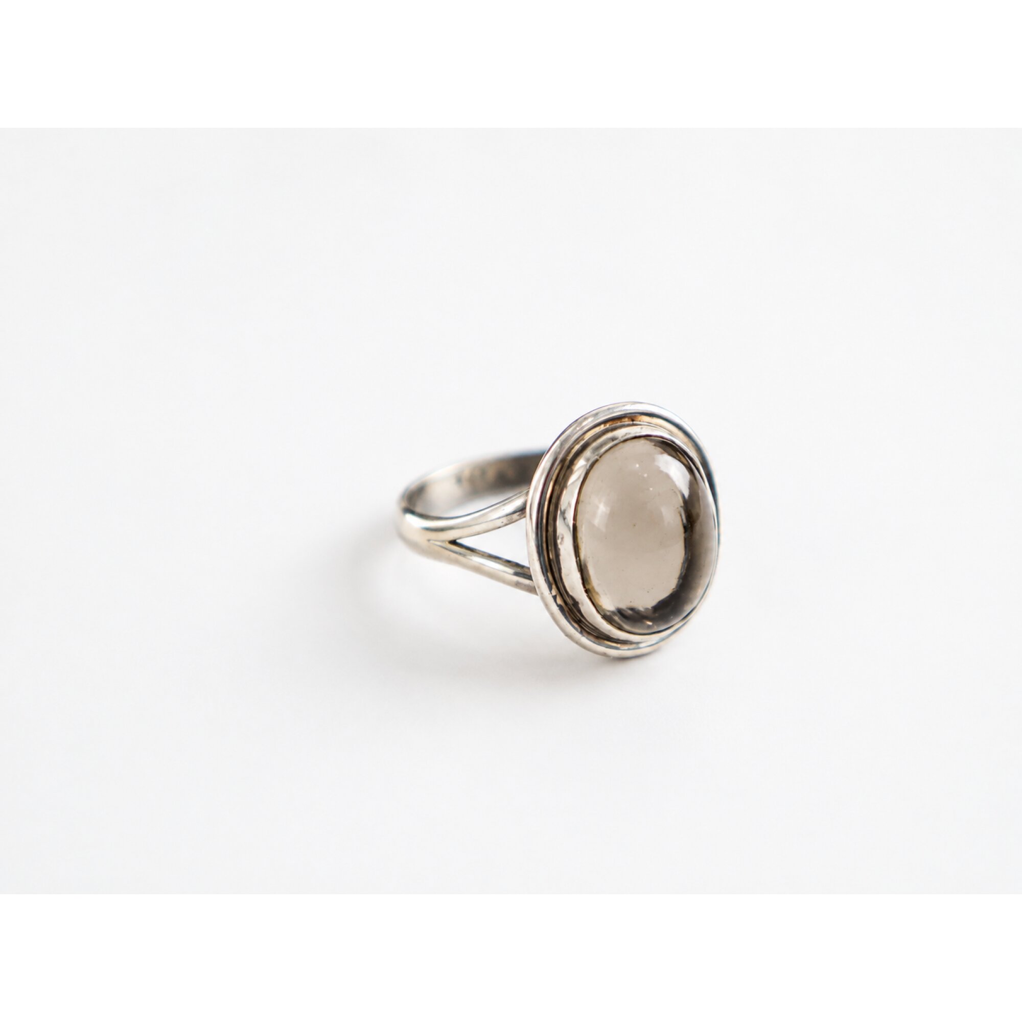 Clear light brown Natural Smoky Quartz oval 925 Sterling Silver Ring Size 8.50 – photo 2