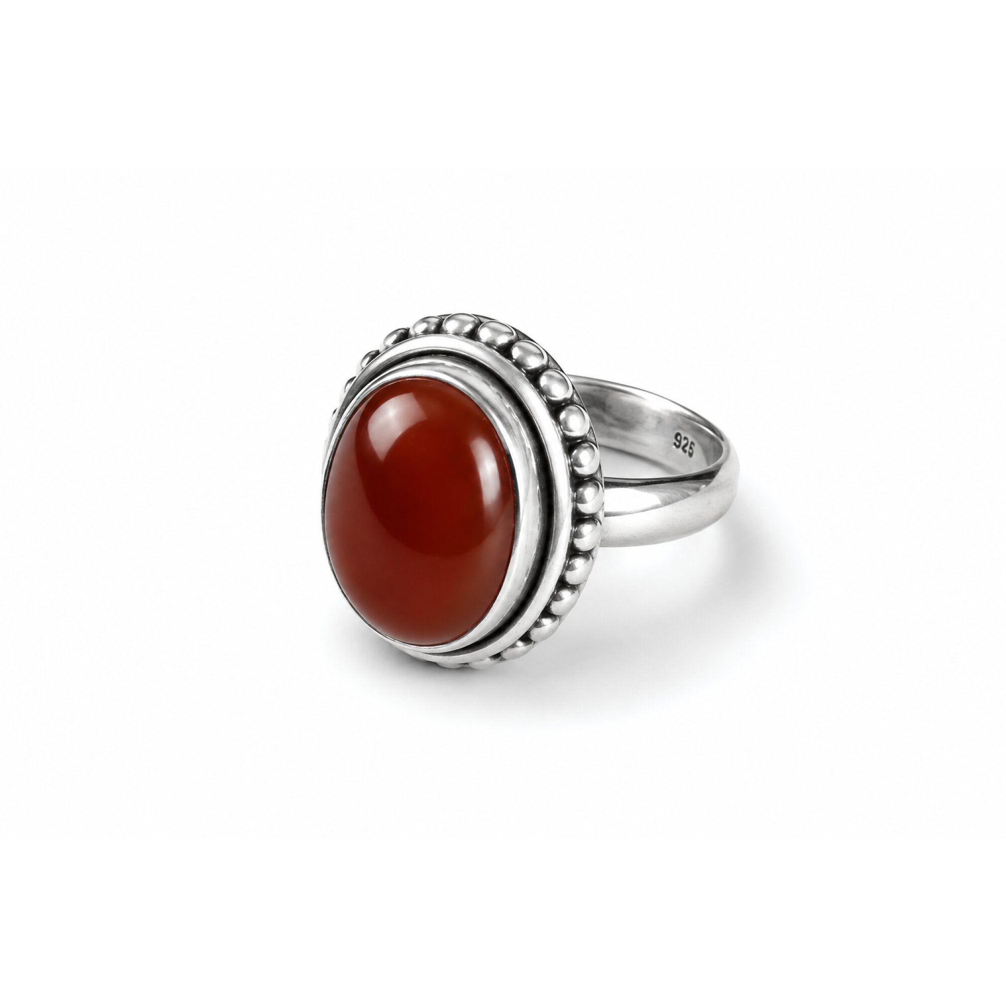 Clear orange red Carnelian oval 925 Sterling Silver Ring Size 6.50 – photo 2