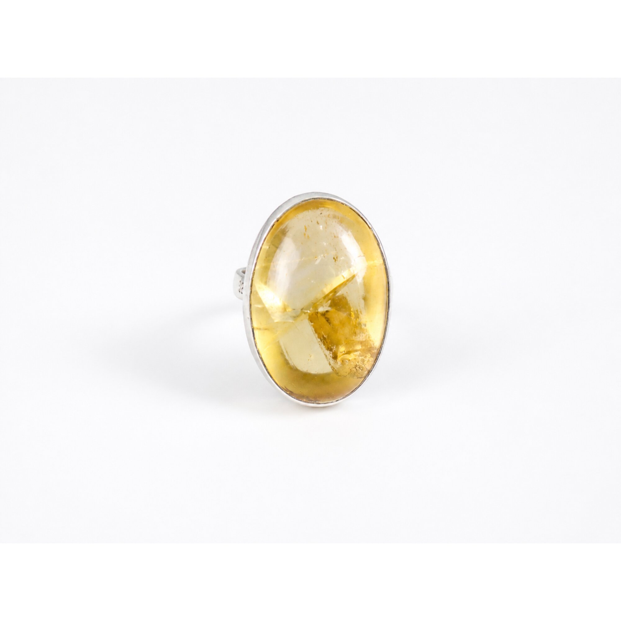Clear yellow Natural Citrine oval 925 Sterling Silver Ring Size 7.25 – photo 5