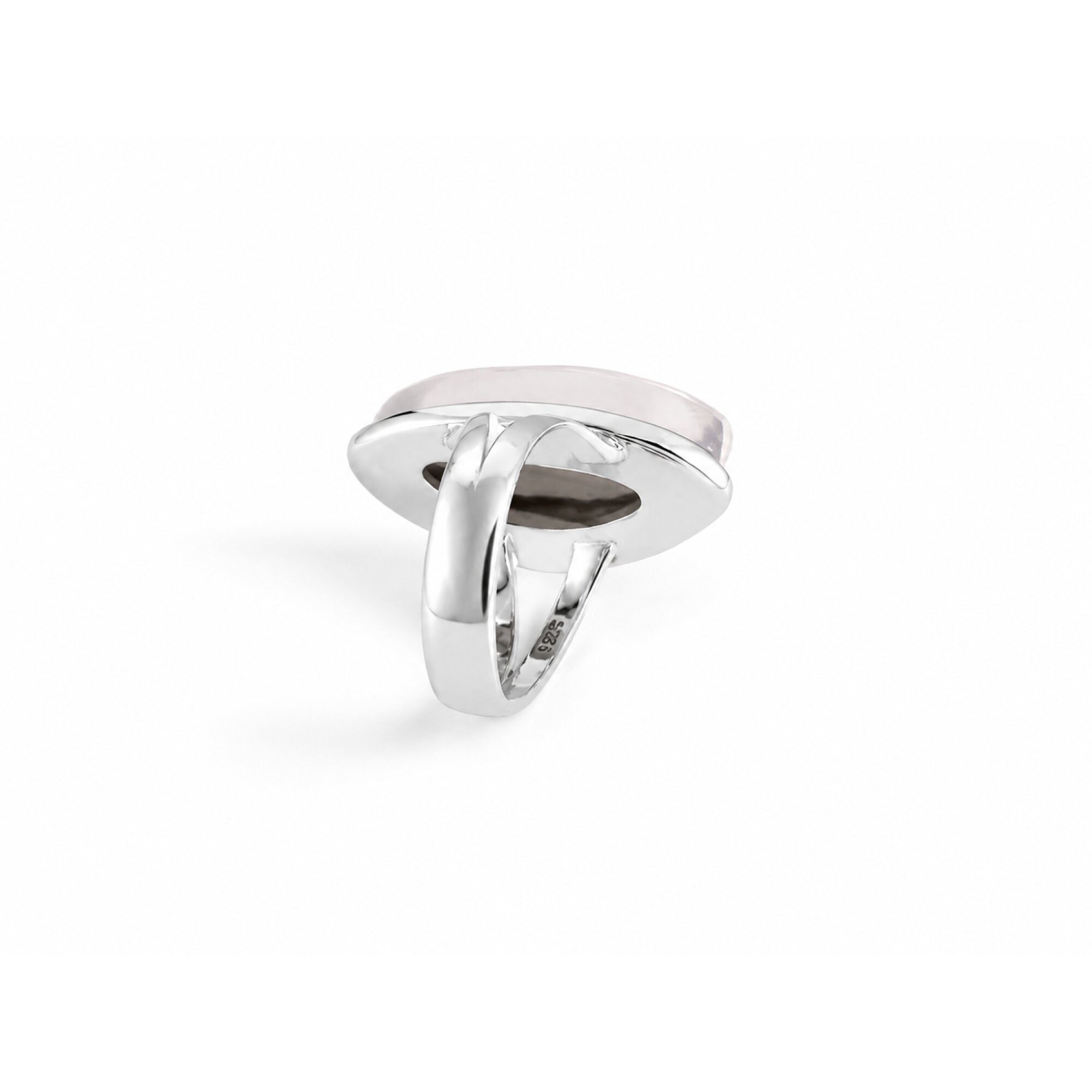 Clear pink Natural Rose Quartz triangle 925 Sterling Silver Ring Size 8.50 – photo 4