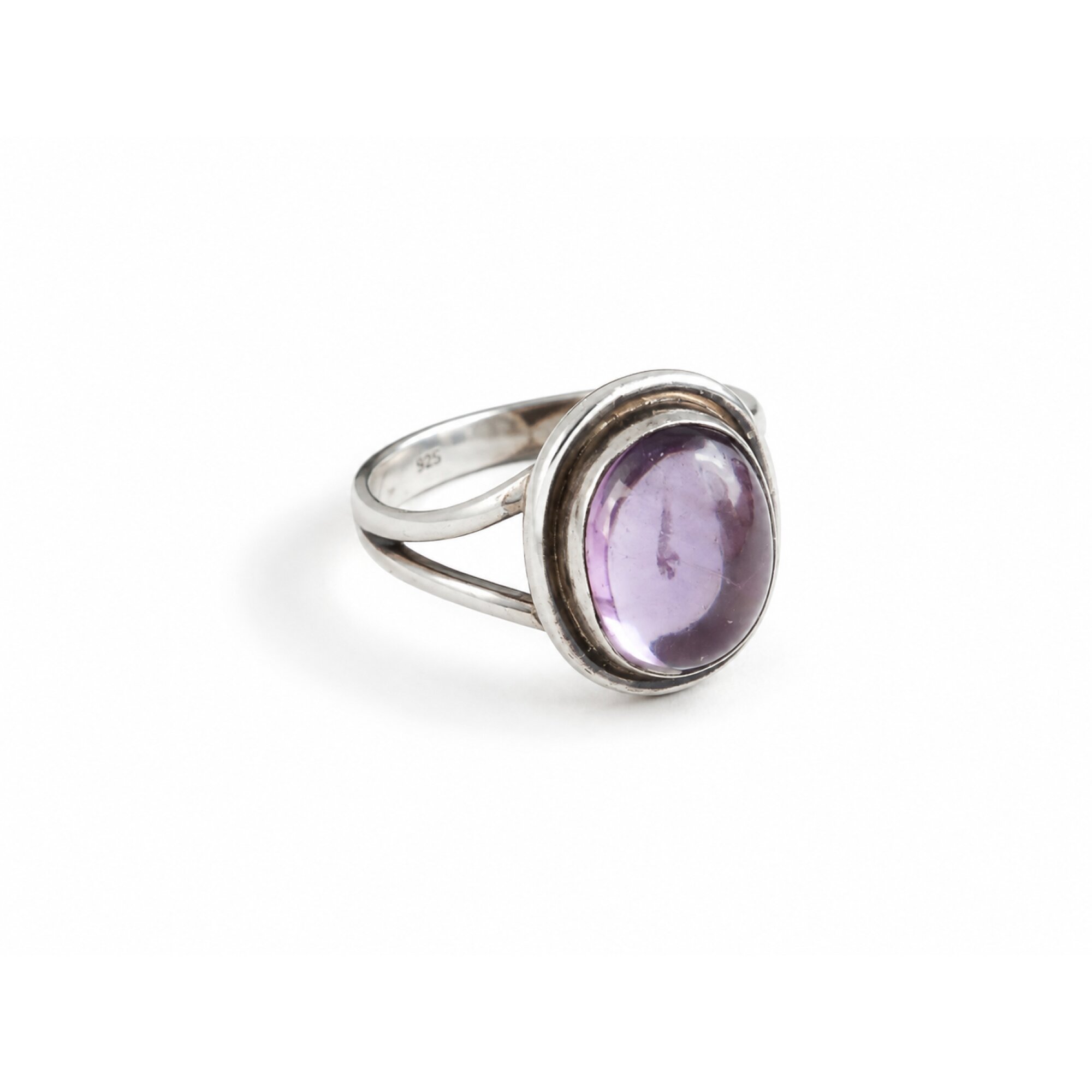 Clear purple Natural amethyst oval 925 Sterling Silver Ring Size 7.00 – photo 7
