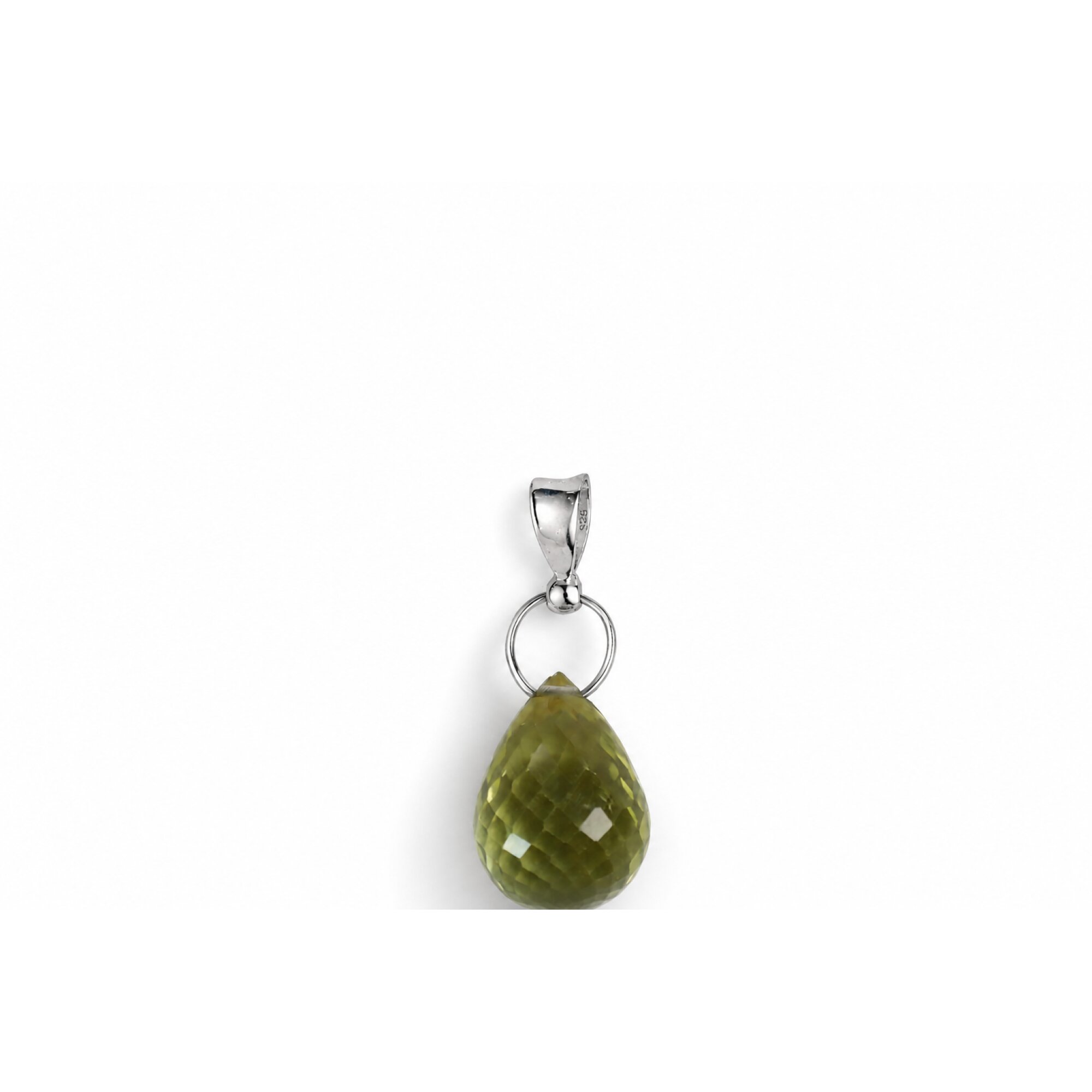 Clear lemon yellow Natural Quartz drop 925 Sterling Silver Pendant 32 mm – photo 3