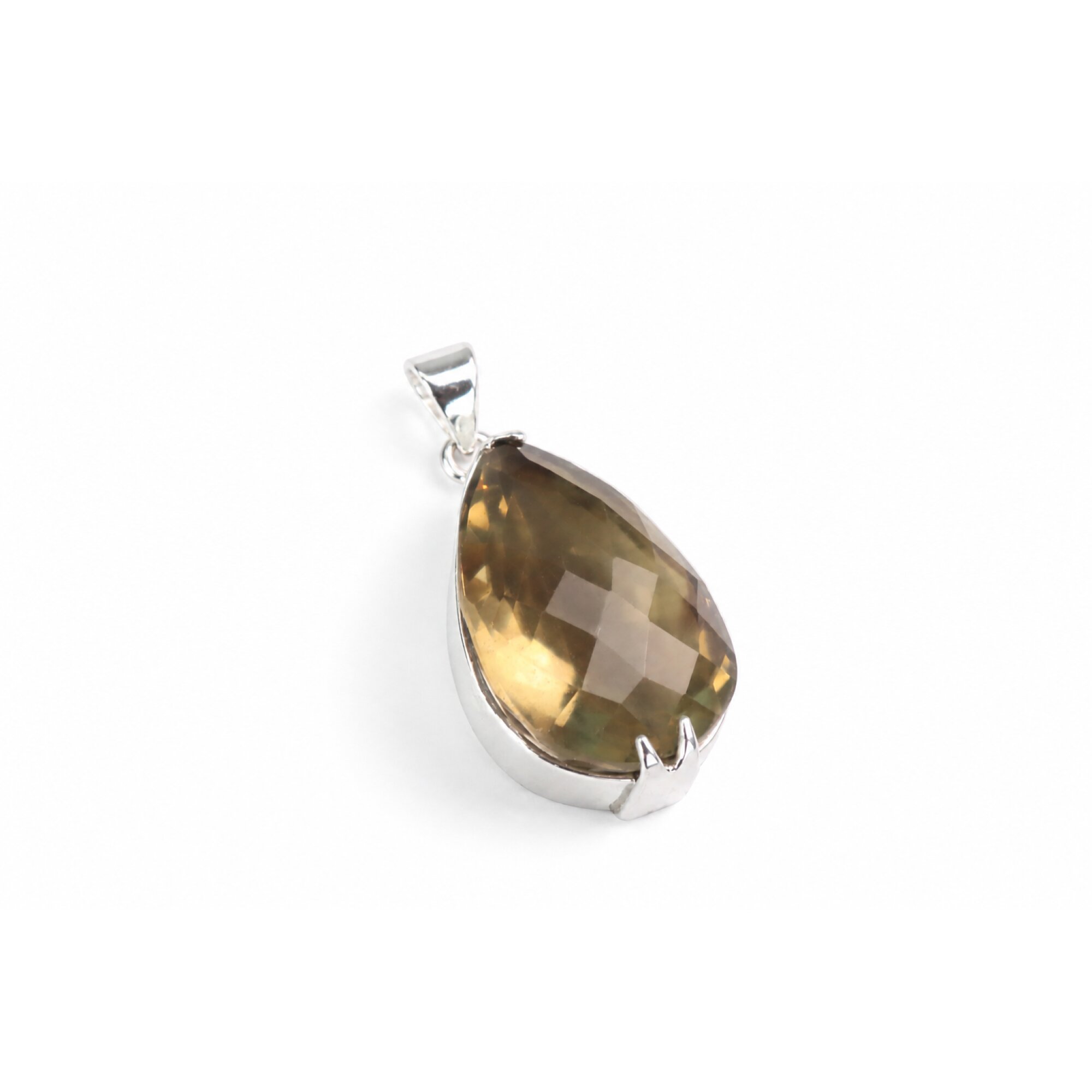Brown Natural Smokey Quartz teardrop 925 Sterling Silver Pendant 44 mm – photo 4