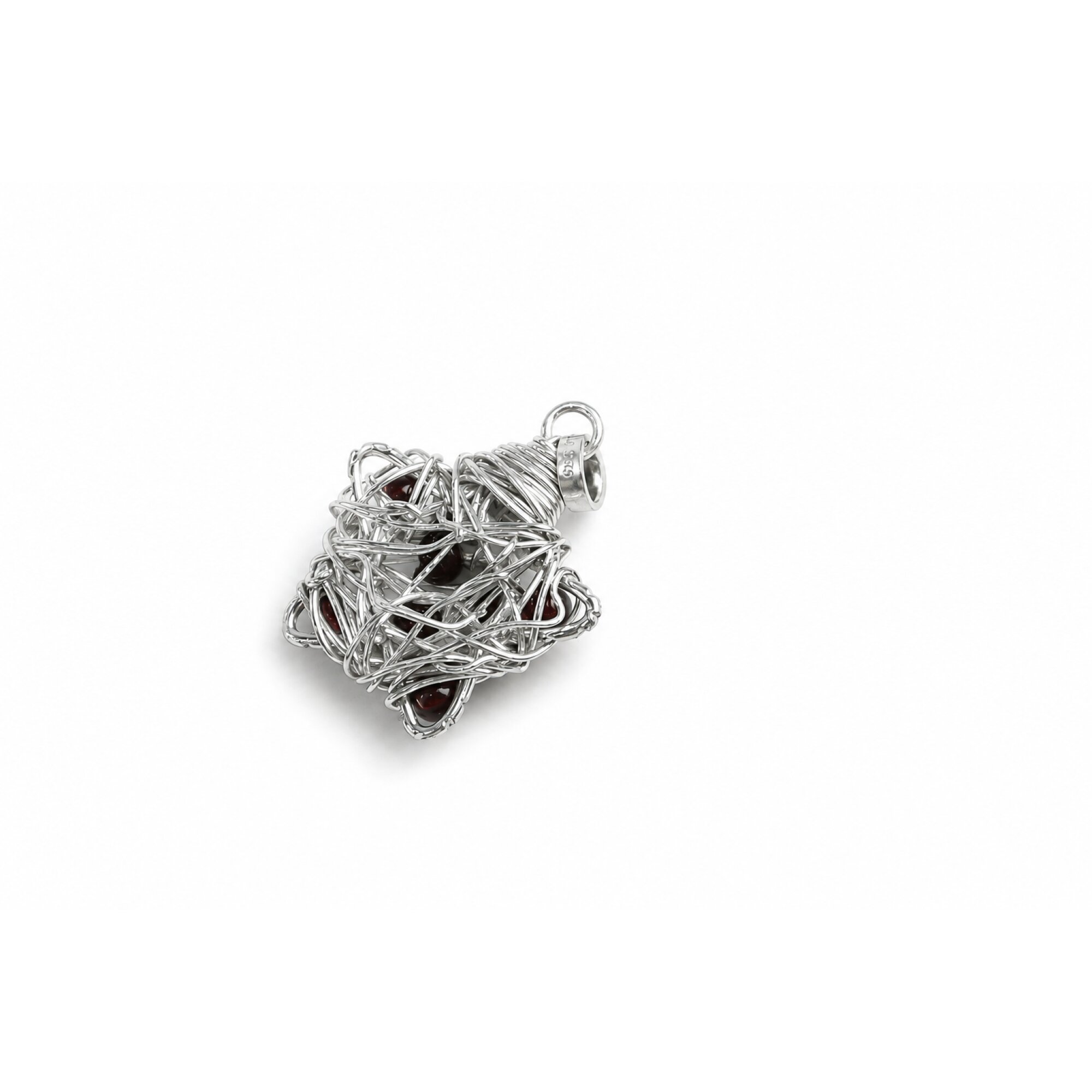 Red Garnet wired star 925 Sterling Silver Pendant 36 mm – photo 5
