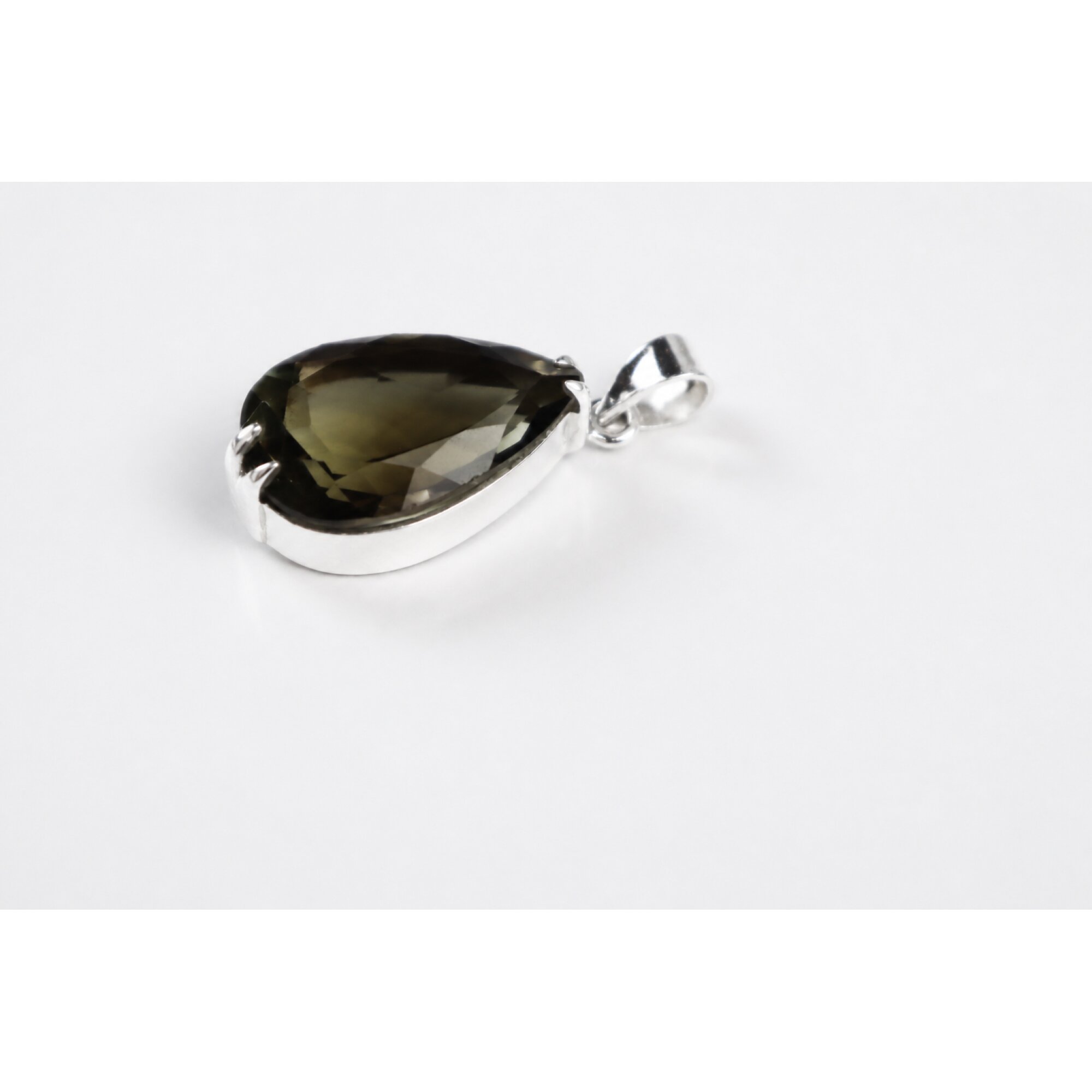 brown Natural smokey quartz teardrop 925 Sterling Silver Pendant 40 mm – photo 3