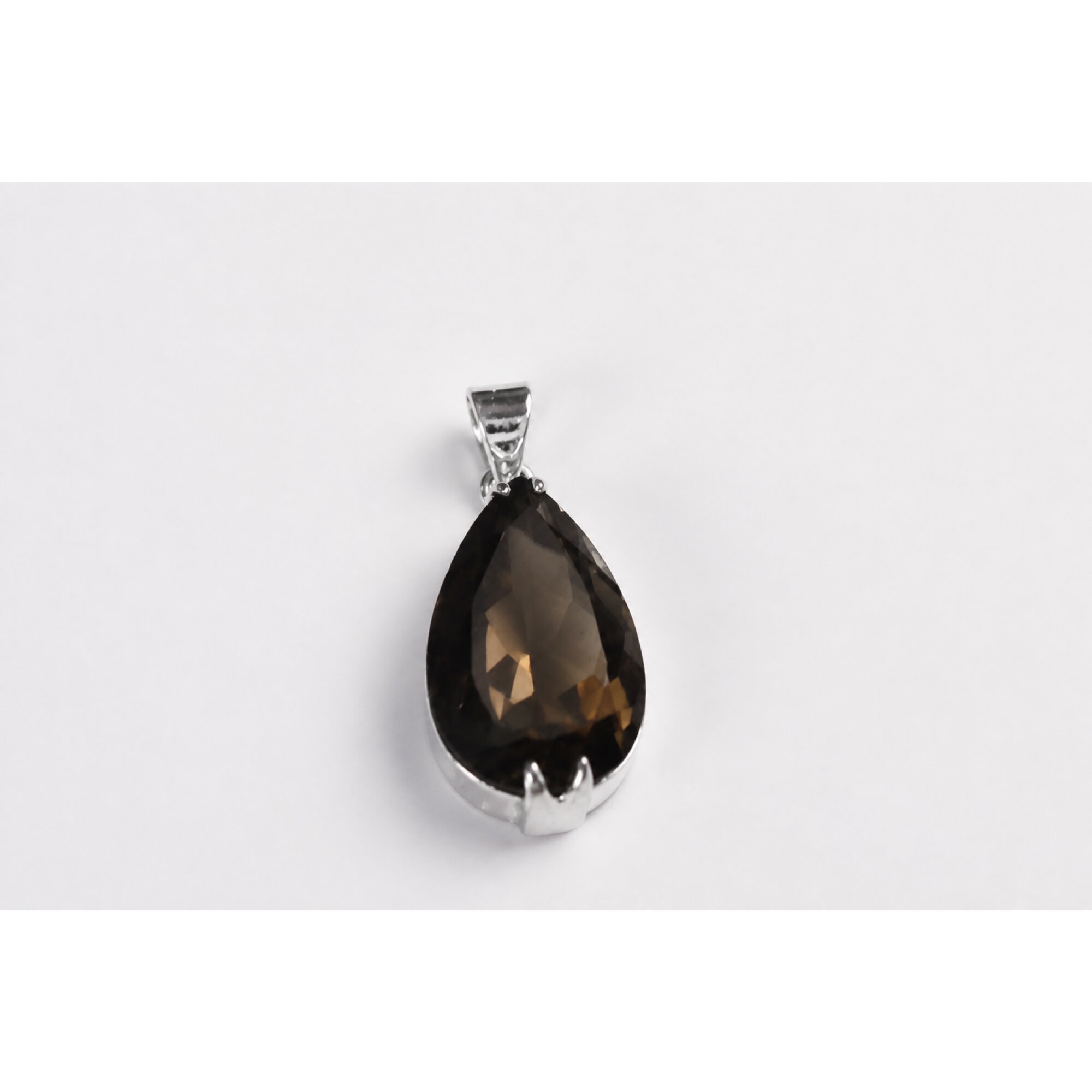 brown Natural smokey quartz teardrop 925 Sterling Silver Pendant 40 mm – photo 6