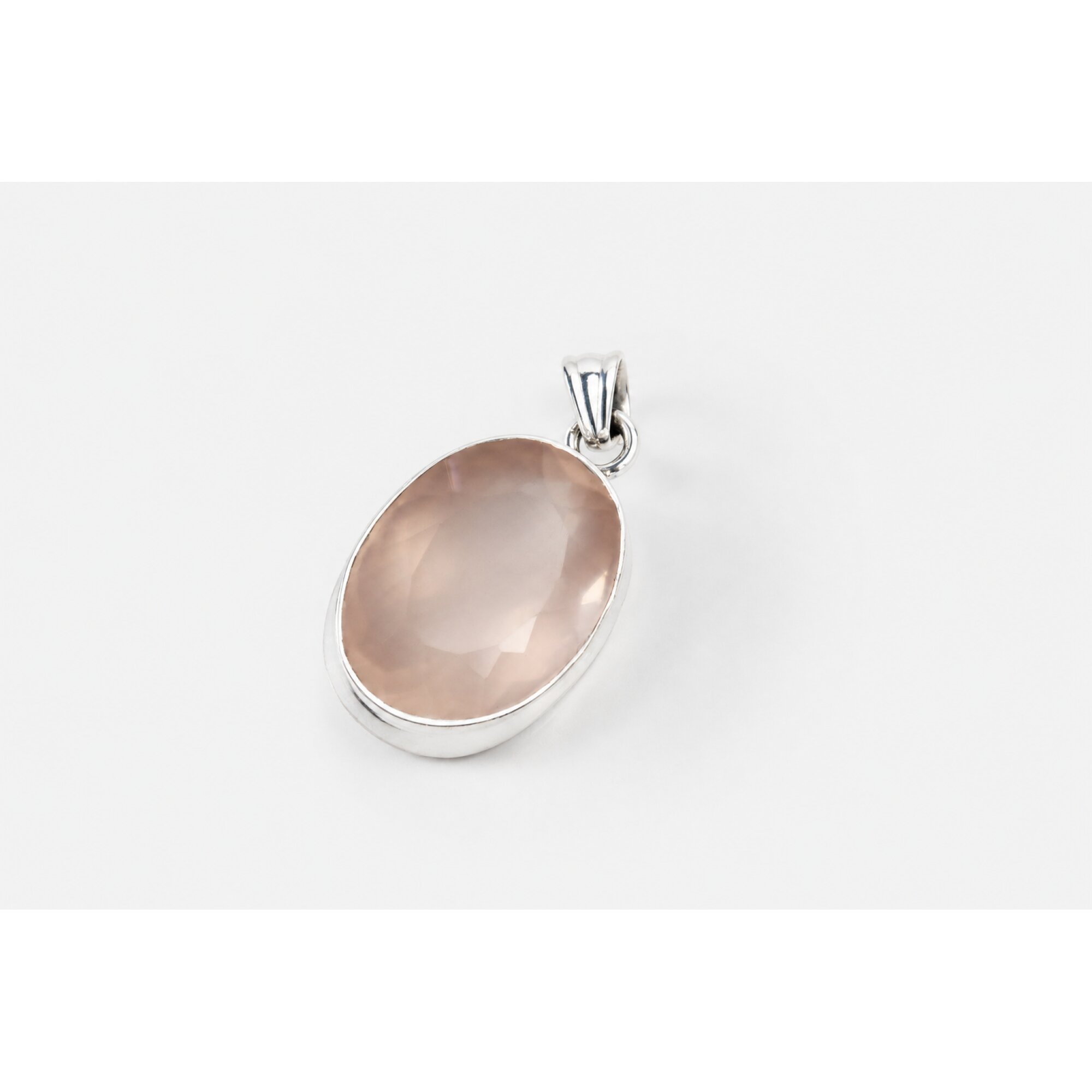Clear Pink Natural rose quartz oval 925 Sterling Silver Pendant 46 mm – photo 7