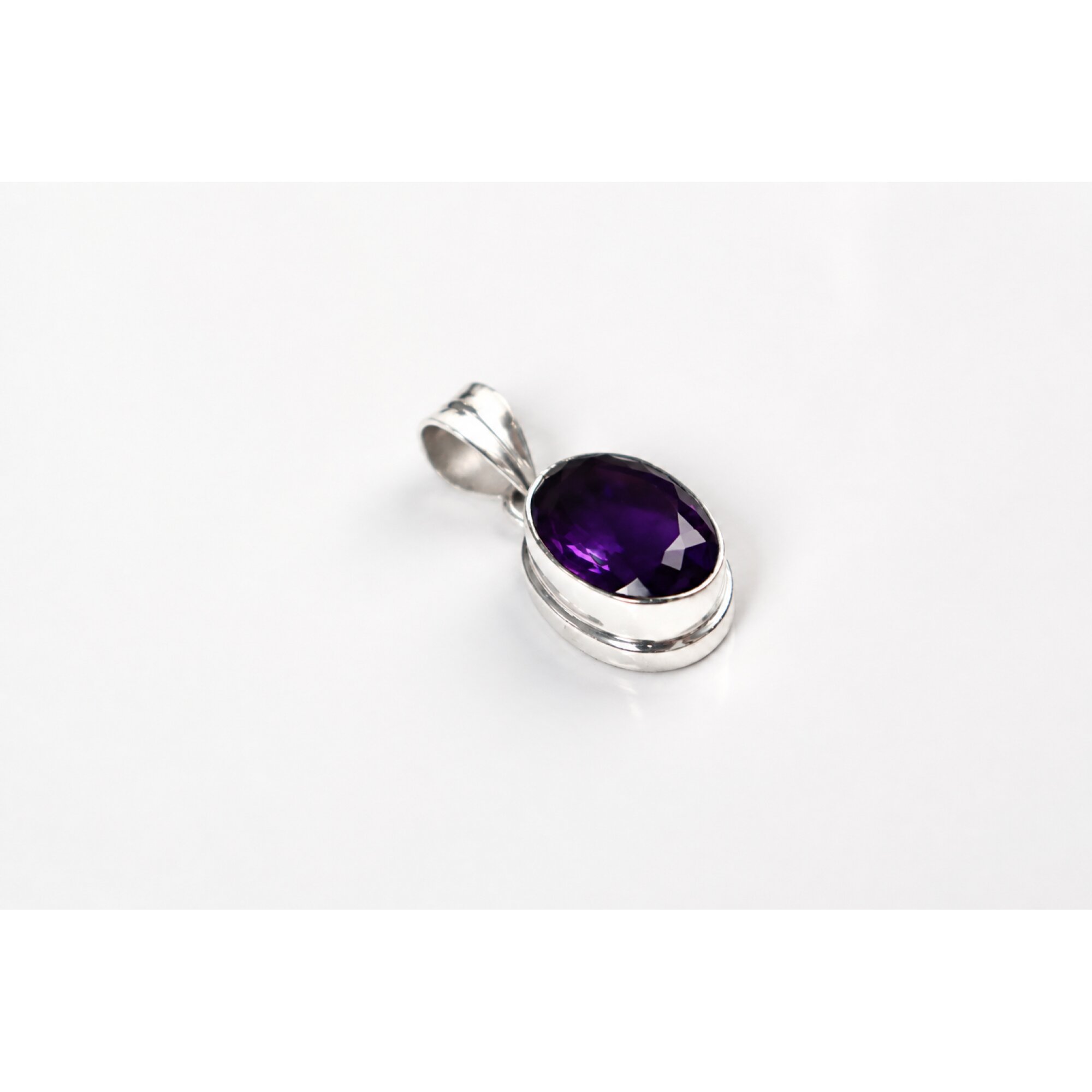 Clear purple Natural amethyst oval 925 Sterling Silver Pendant 29 mm – photo 7