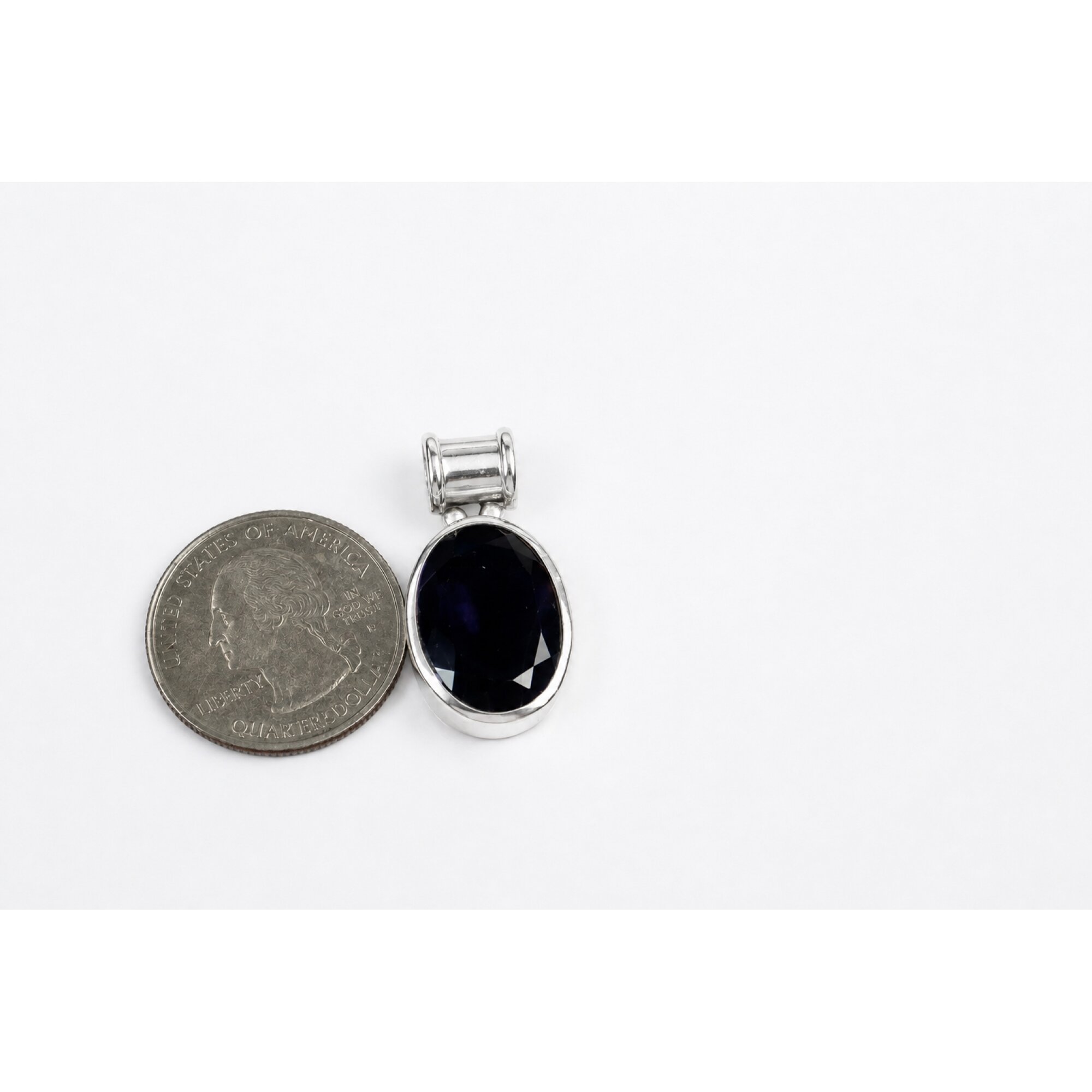 Clear dark purple Natural amethyst oval 925 Sterling Silver Pendant 30 mm – photo 6