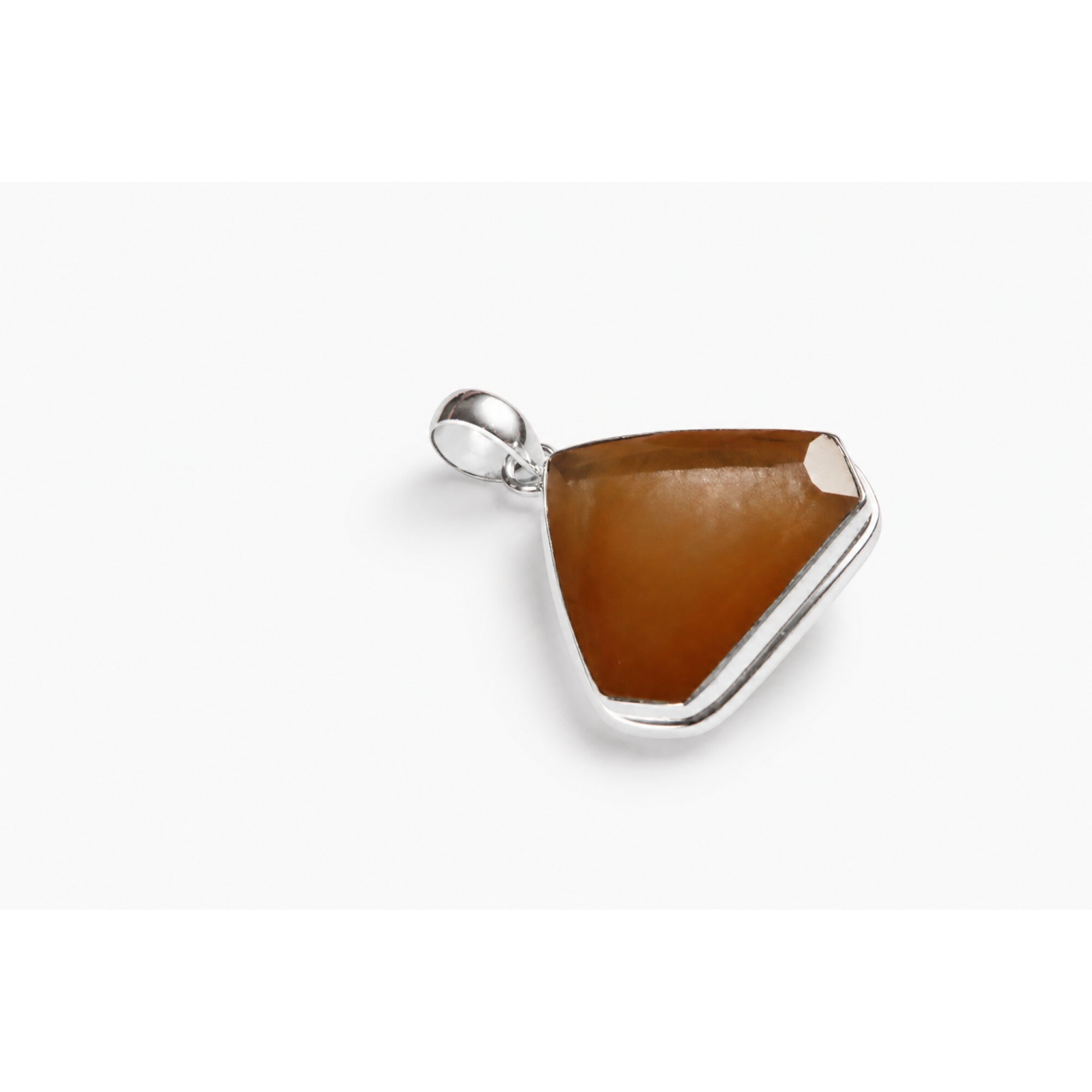 Clear orange red Carnelian Freeform Trapezoid 925 Sterling Silver Pendant 45 mm – photo 2